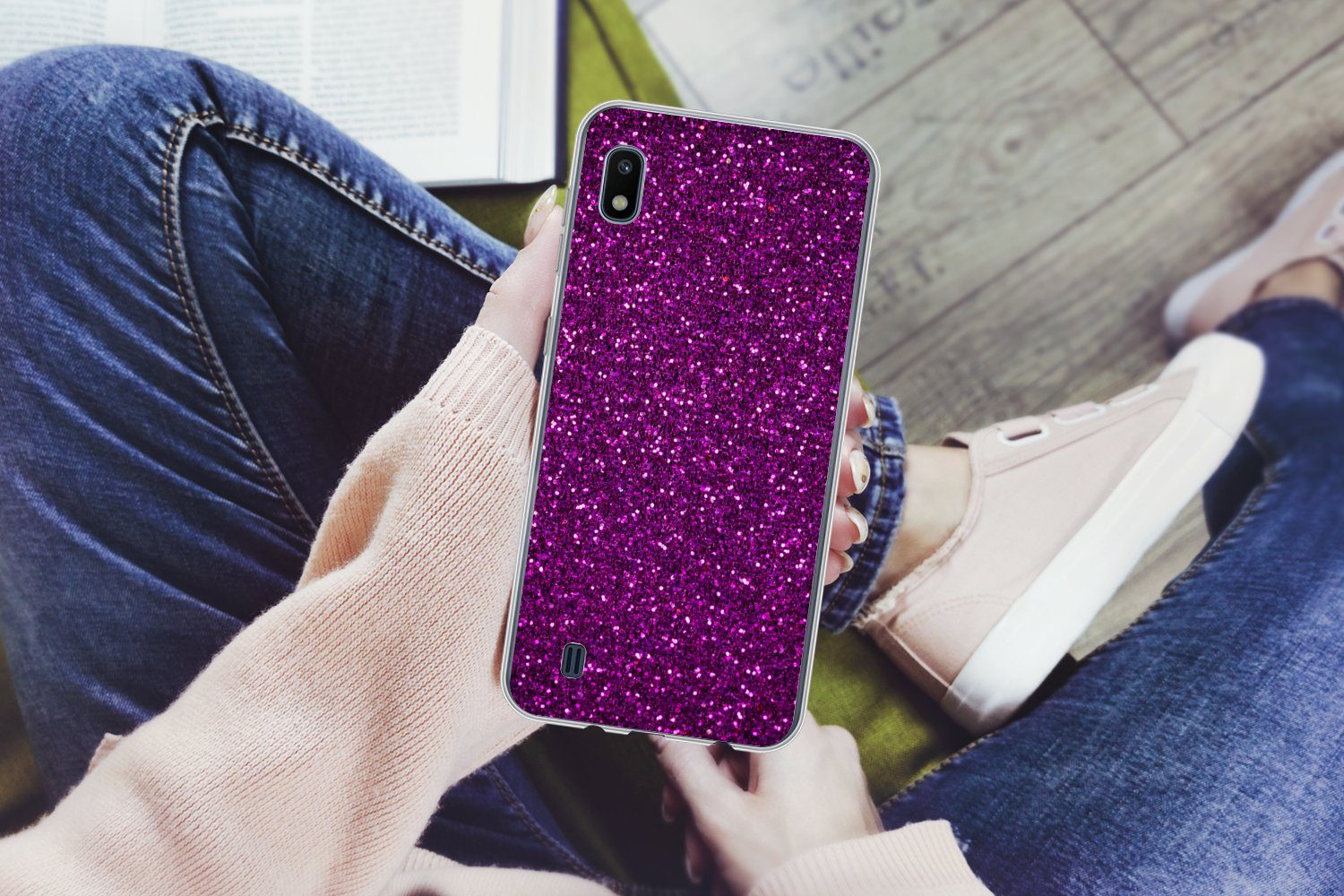 MuchoWow Handyhülle für Samsung Galaxy A10 Lila - Rosa - Muster - Abstrakt, Smartphone-Bumper, Print, Handy Schutzhülle Dünn
