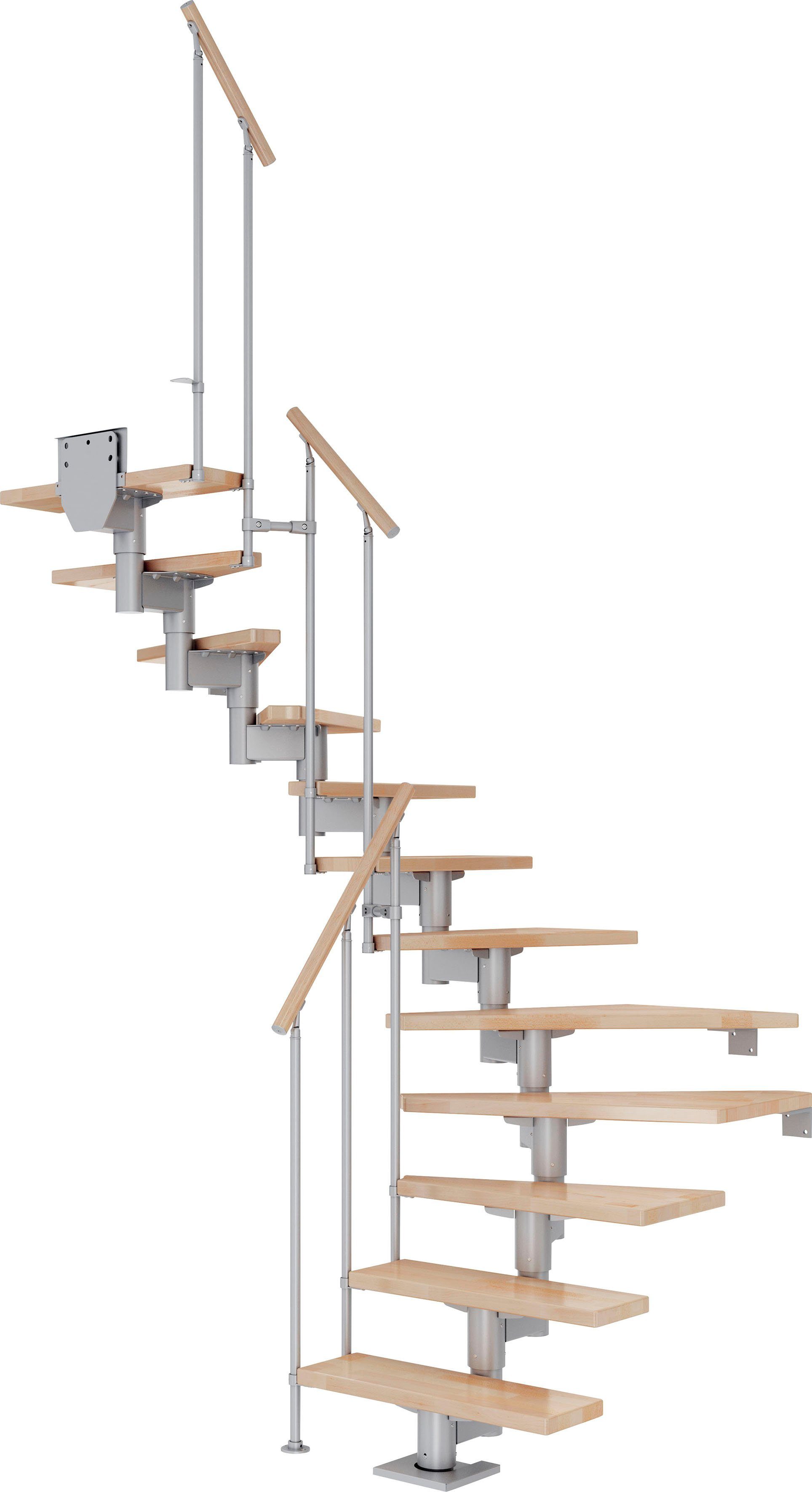 Dolle Mittelholmtreppe Cork, für Geschosshöhen bis 270 cm, Stufen offen, Buche/Metall