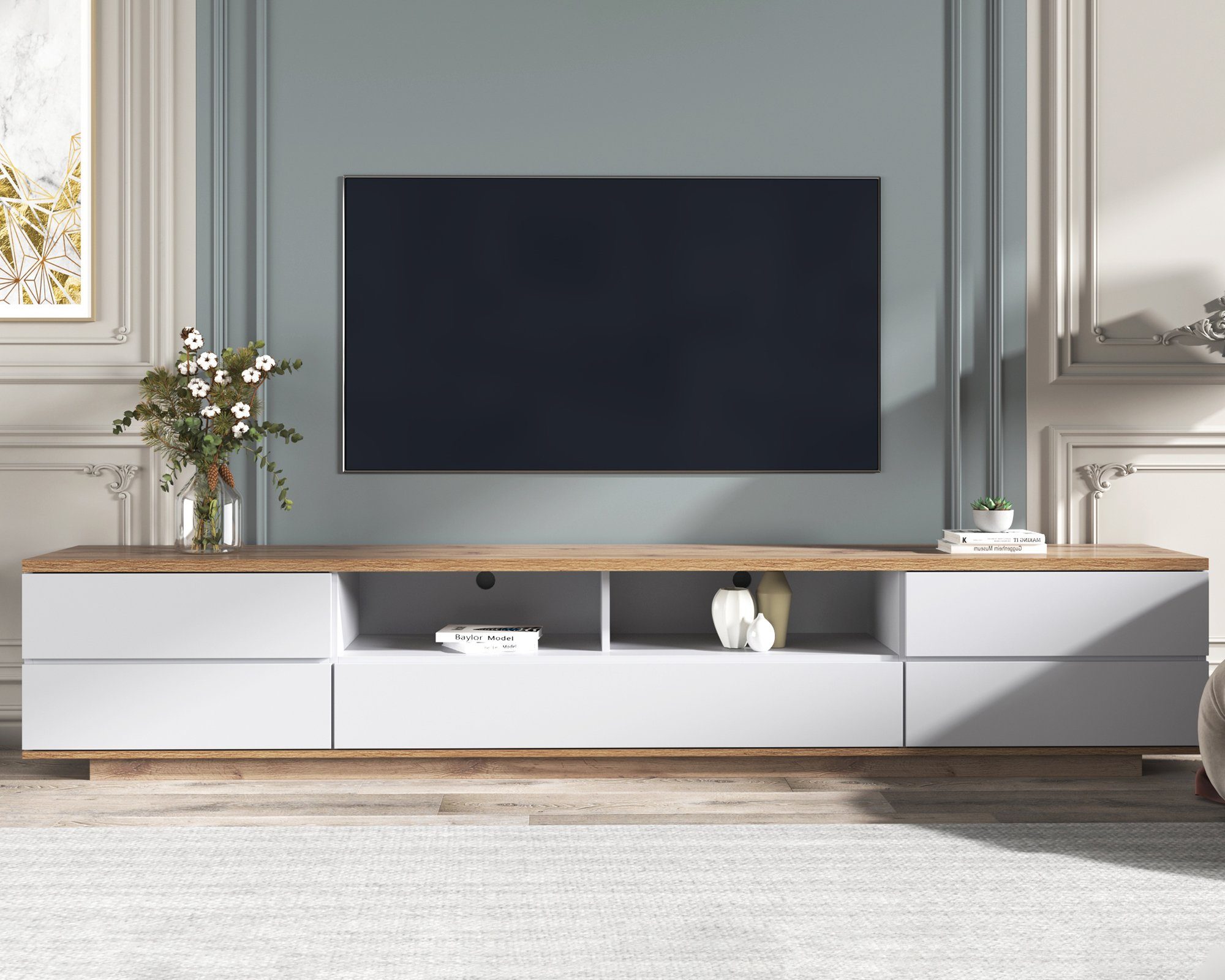 Schlafzimmer), Lowboard x 180 KLAM Kommode Ausführung TV-Board HOME weißer TV-Schrank in x 46 Wohnzimmer 38 (für Fernseher Fernsehschrank moderner für