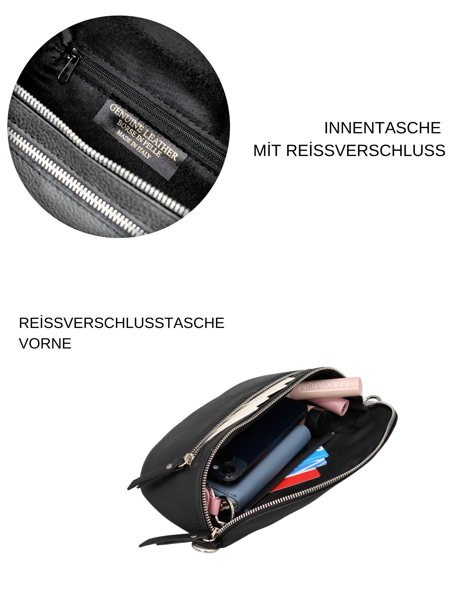 BRISE TASCHE Schultertasche Lucia Damen Leder-Bauchtasche – Echtleder, Made günstig online kaufen