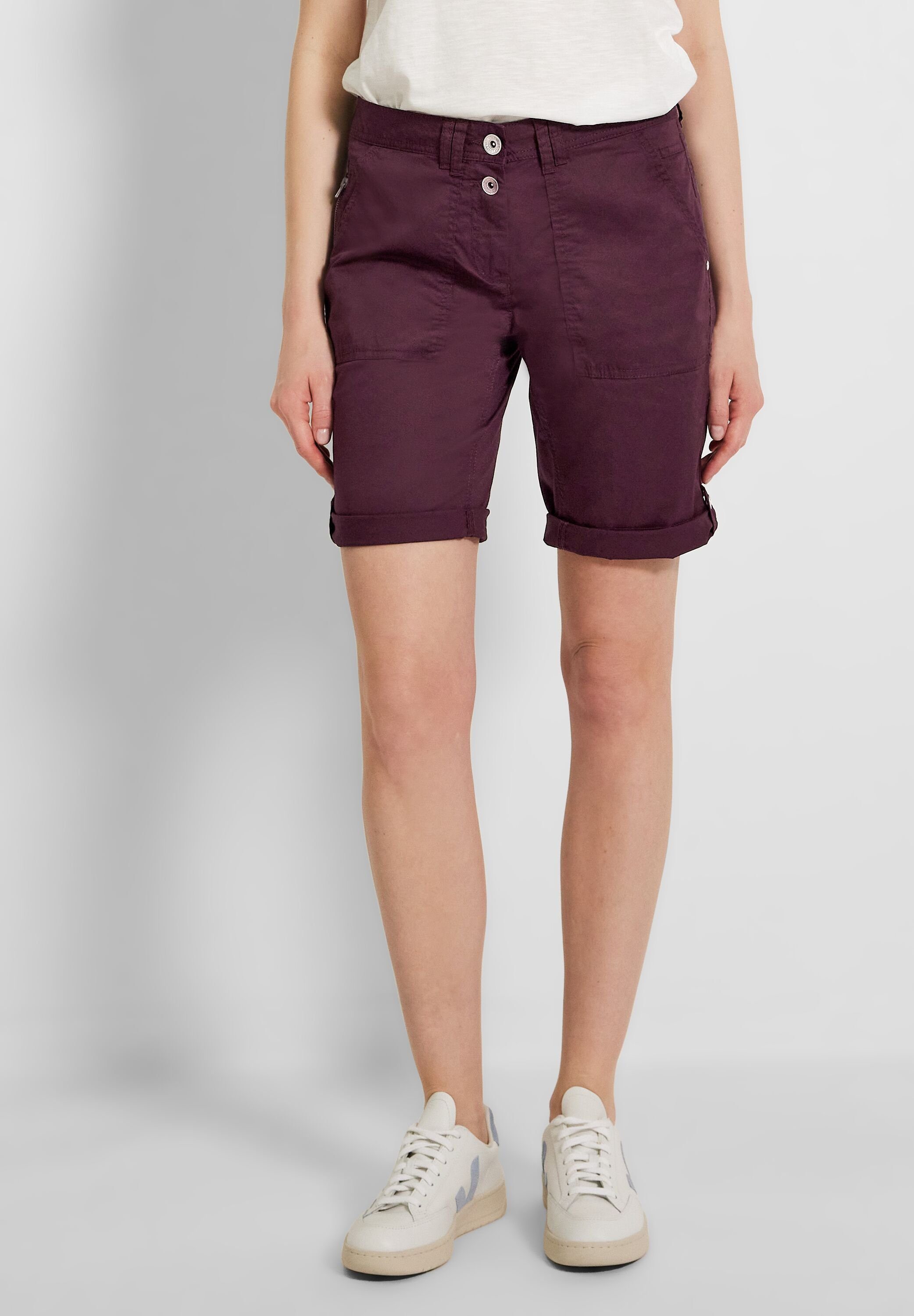 Cecil Shorts Cecil Loose Fit Shorts in Wineberry Red (1-tlg) Zipper