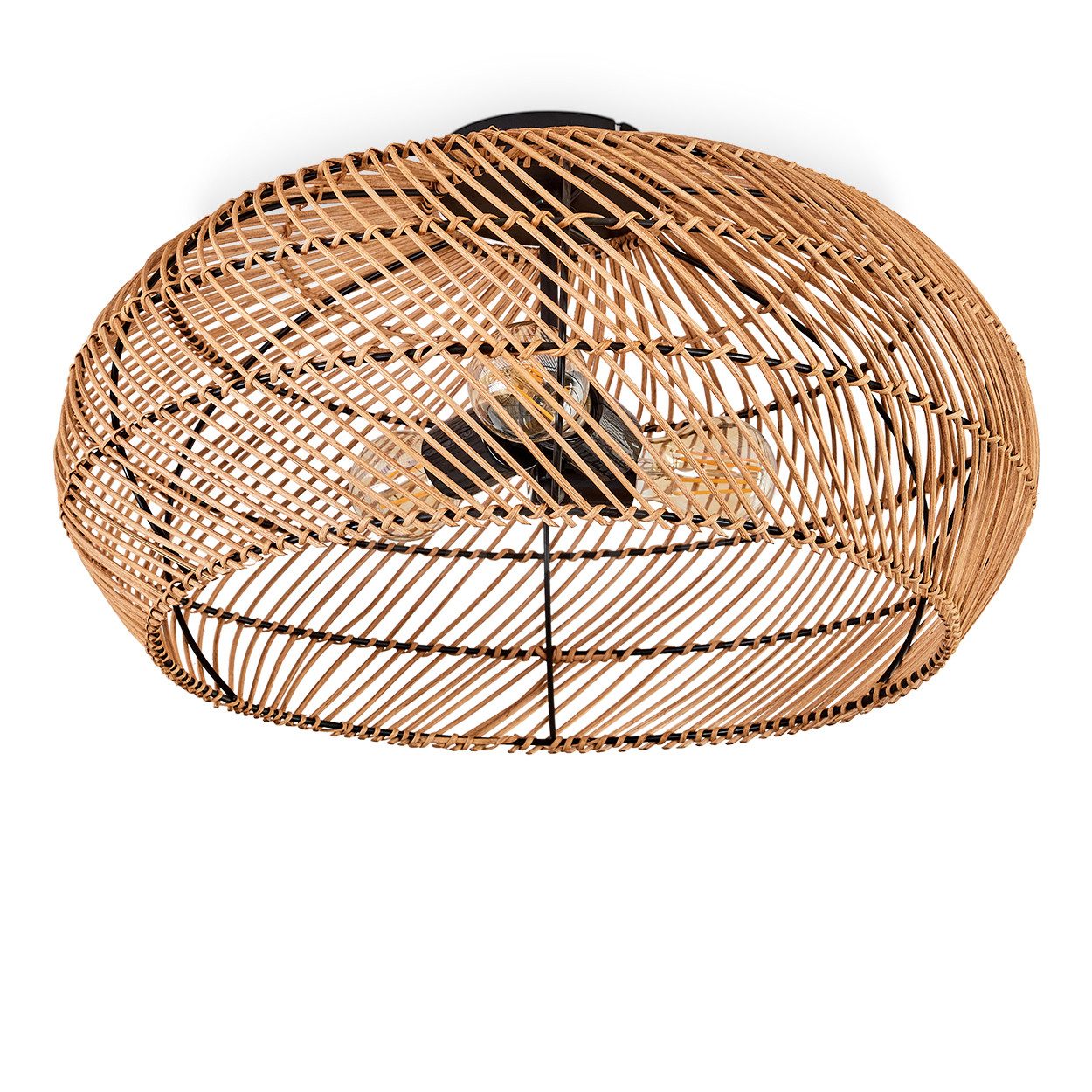 hofstein Deckenleuchte moderne Deckenlampe aus Metall/Rattan in Schwarz/Nat günstig online kaufen
