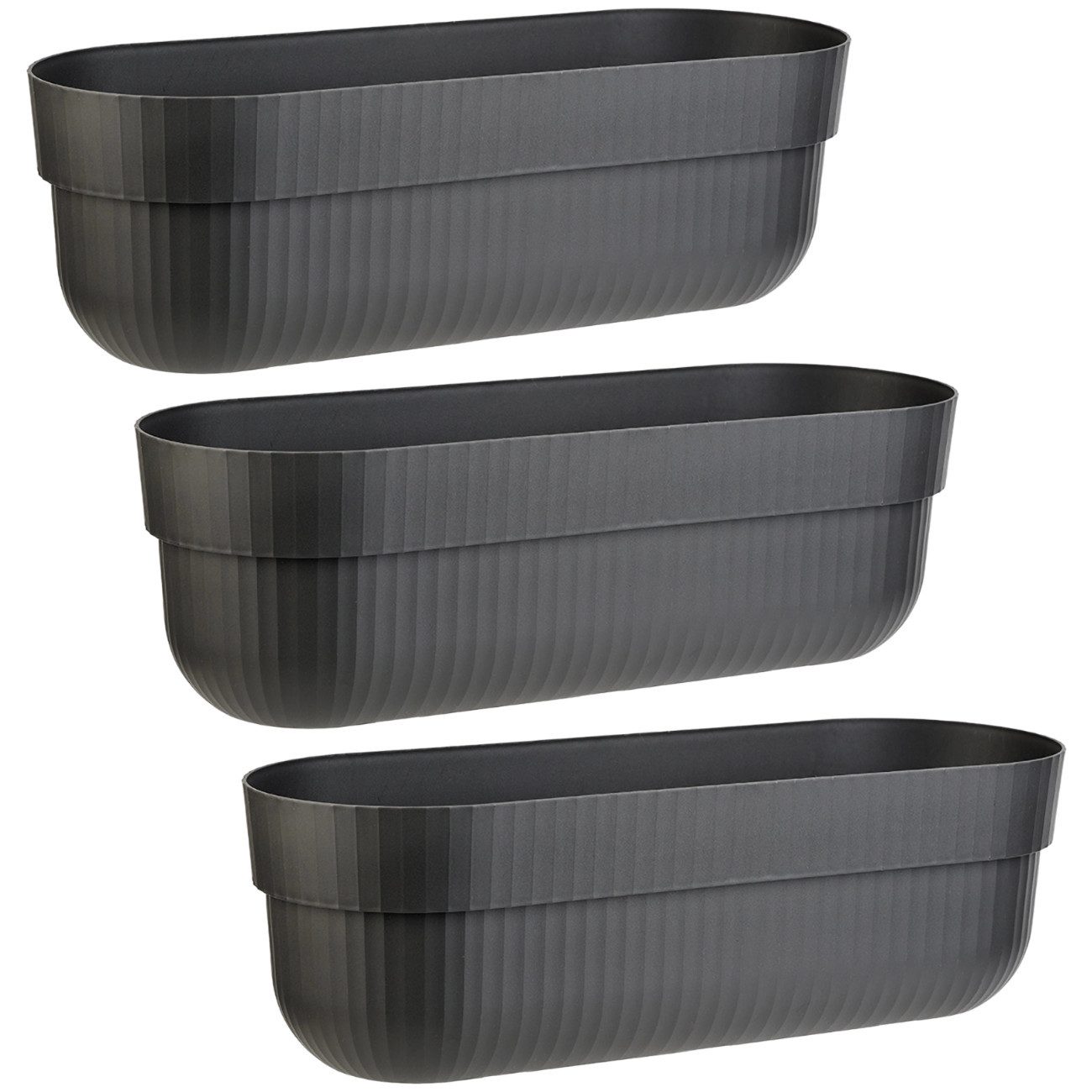 Engelland Blumenkasten mit Wasserspeicher/Drainagesystem und Abstandshalter (Vorteils-Set, 3 St), Blumentopf, 50 cm, PP-Kunststoff, Balkonkasten, länglich, formstabil