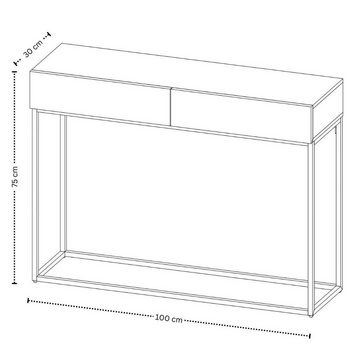 Terra Home Konsolentisch Lykke - Braun-Schwarz, 100x30x75 cm, Holz, mit Schubladen, Industrial, mit 2 Schubladen