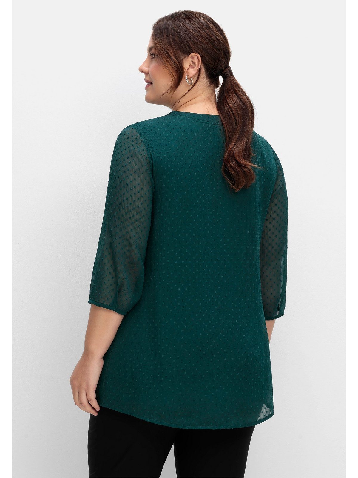 Sheego Tunika Große Größen mit Chiffon-Ärmeln und eingewebtem Muster