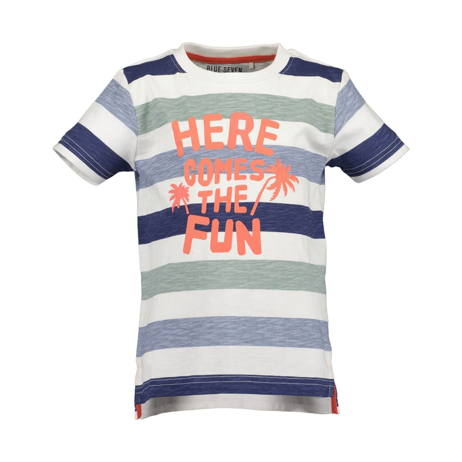 Kinder mit Sommershirt und Print T-Shirt Seven Fun Jungs Streifen Blue