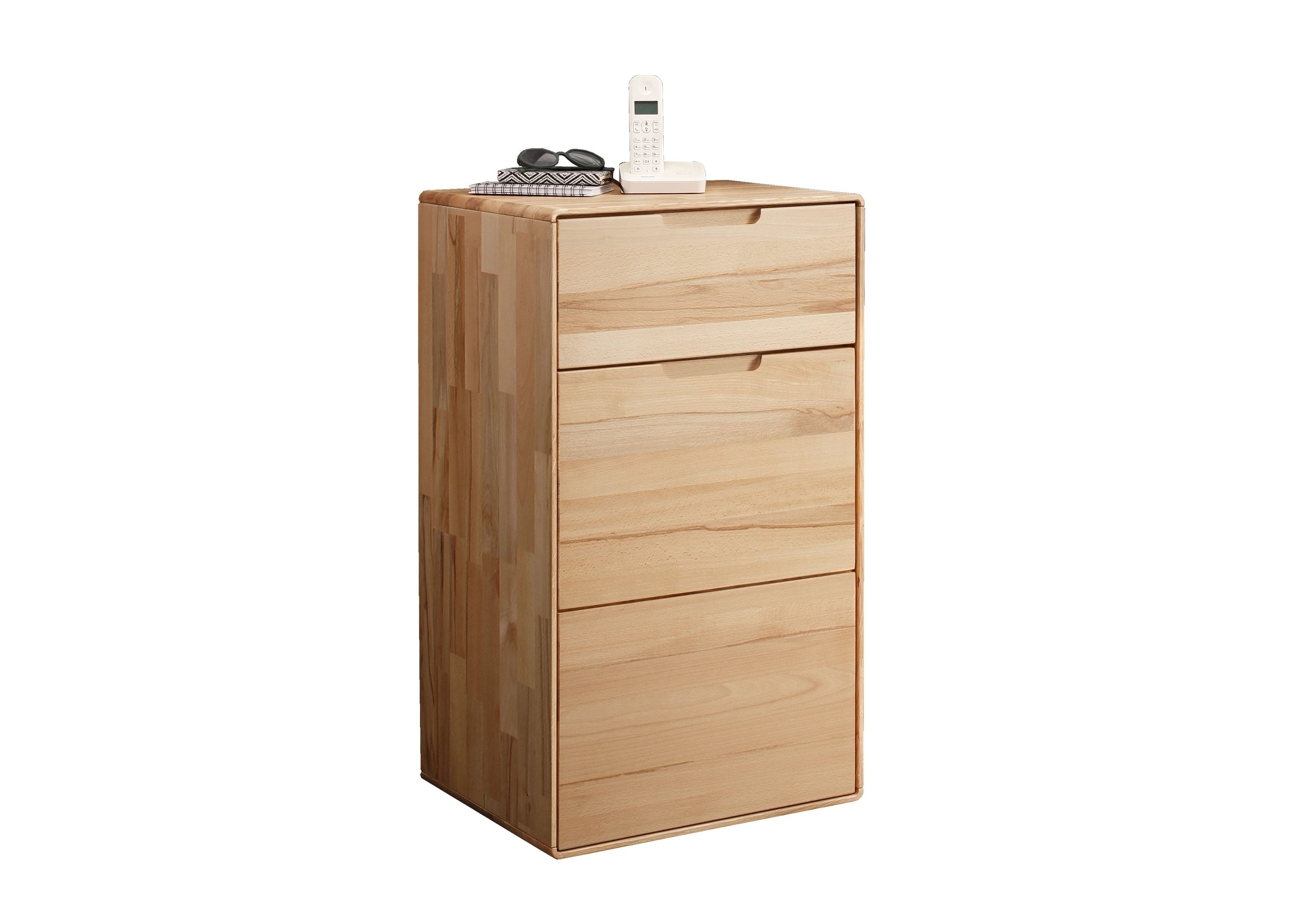 Lebenswert Hochkommode KM-0663, 1 Tür, 1 Schub, 1 Boden, Kernbuche massiv geölt - 51x91x40cm (BxHxT)