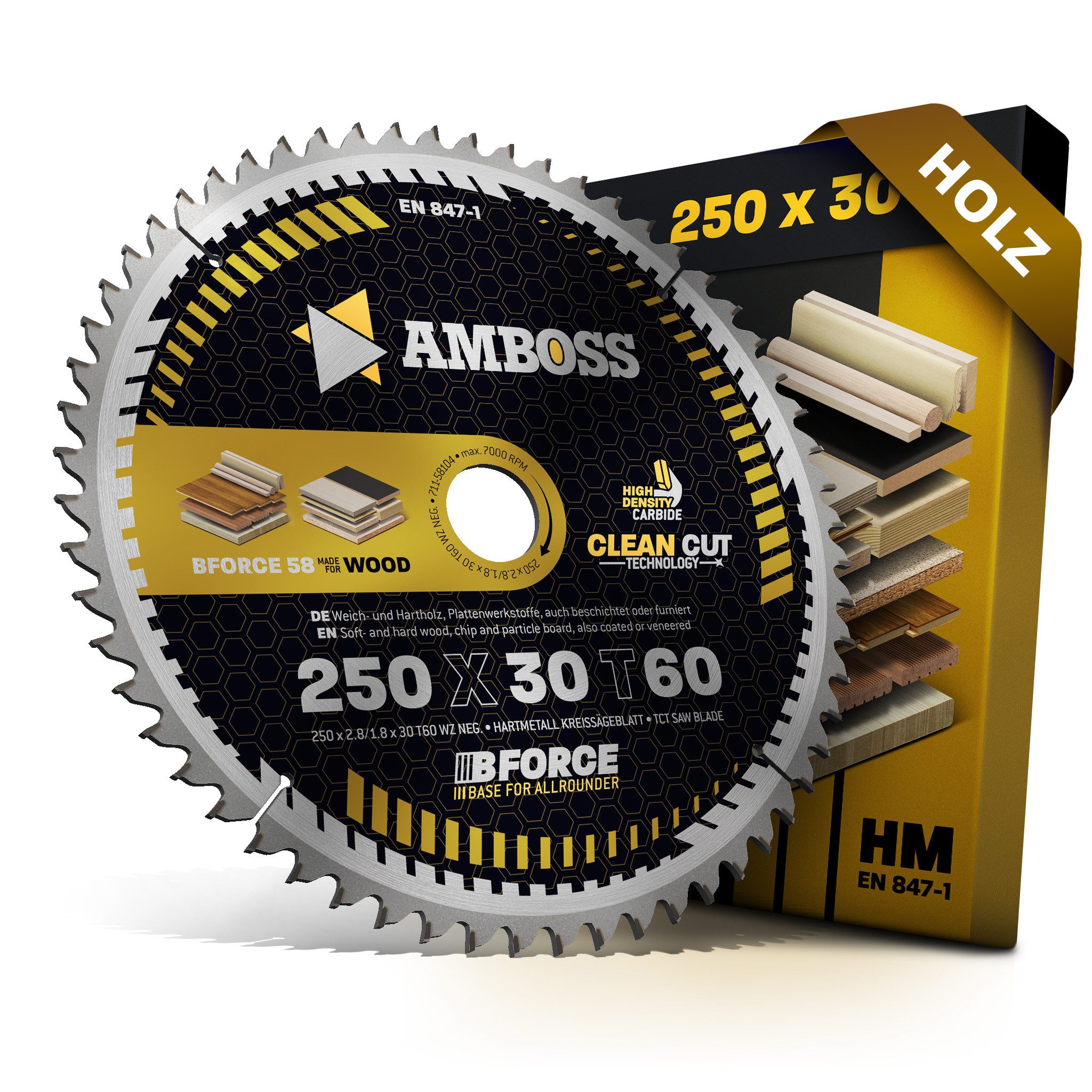 Amboss Werkzeuge Kappsägeblatt HM Kreissägeblatt - 250 x 2.8/1.8 x 30 Z60 WZ neg.