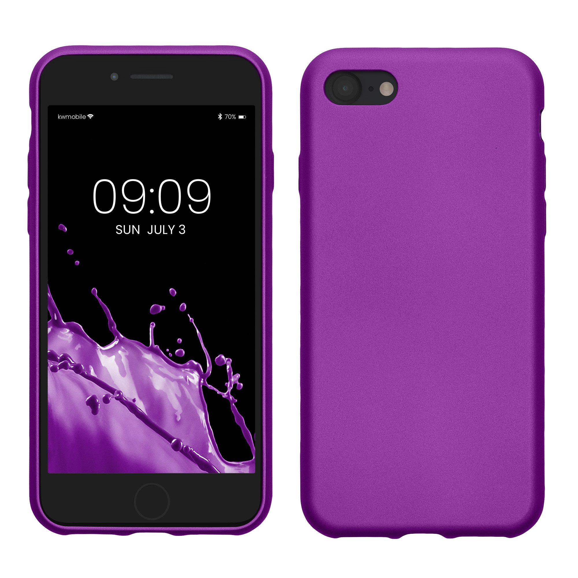 kwmobile Handyhülle Handyhülle für Apple iPhone SE / 8 / 7 Hülle, Silikon Case metallisch schimmernd - Schutzhülle Cover