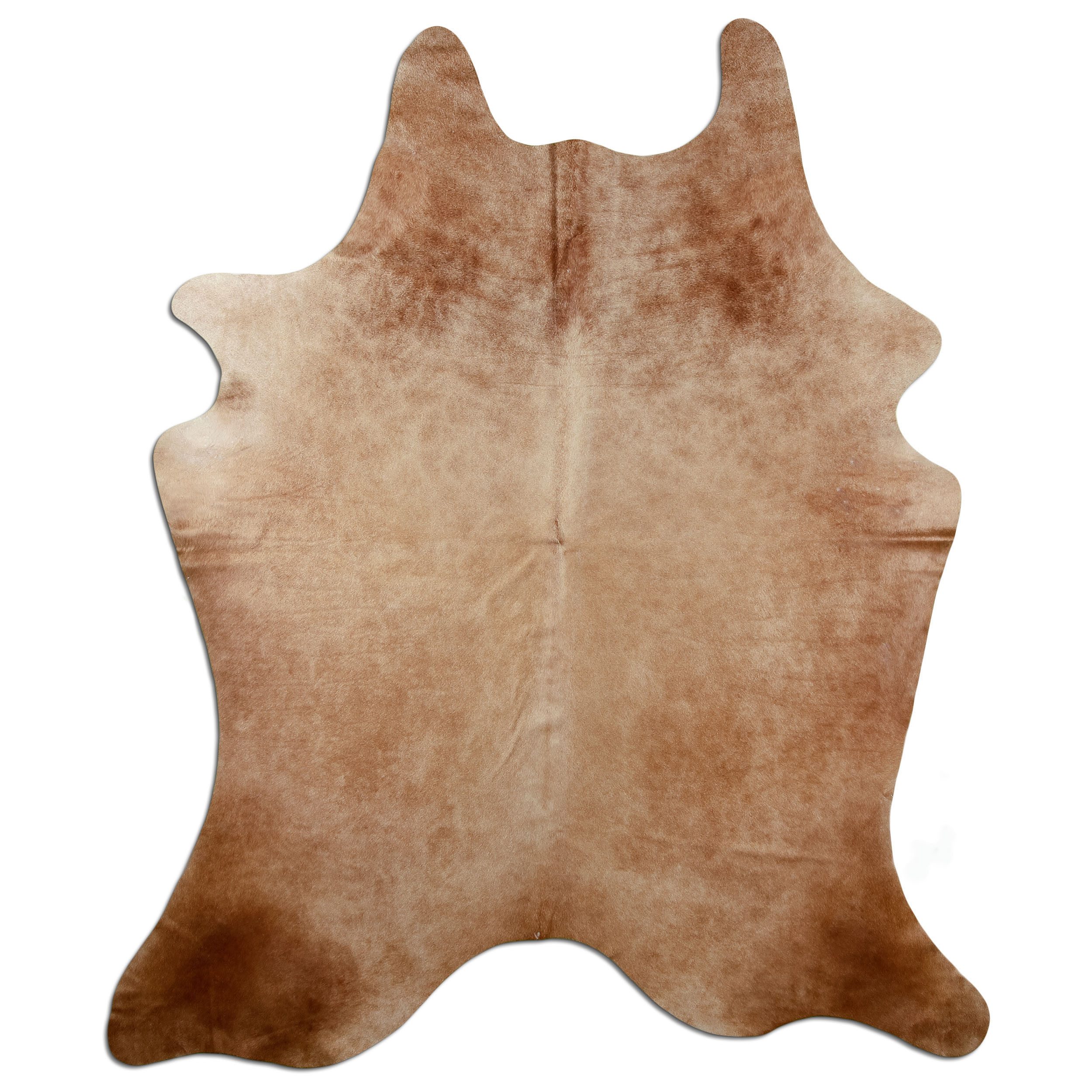 Livorio Fellteppich L226 x B183 cm - beige karamell, Kuhfell, Premium Kuhfell Teppich, Rinderfell, Echtfell, caramel
