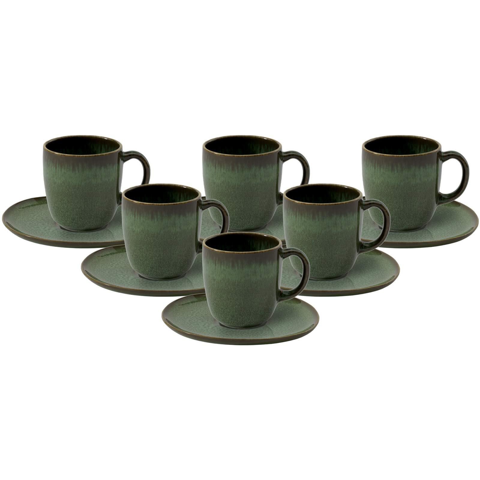 like. by Villeroy & Boch Tasse Lave Kaffeetassen mit Untertassen 190 ml 6er Set, 6-tlg., Steingut