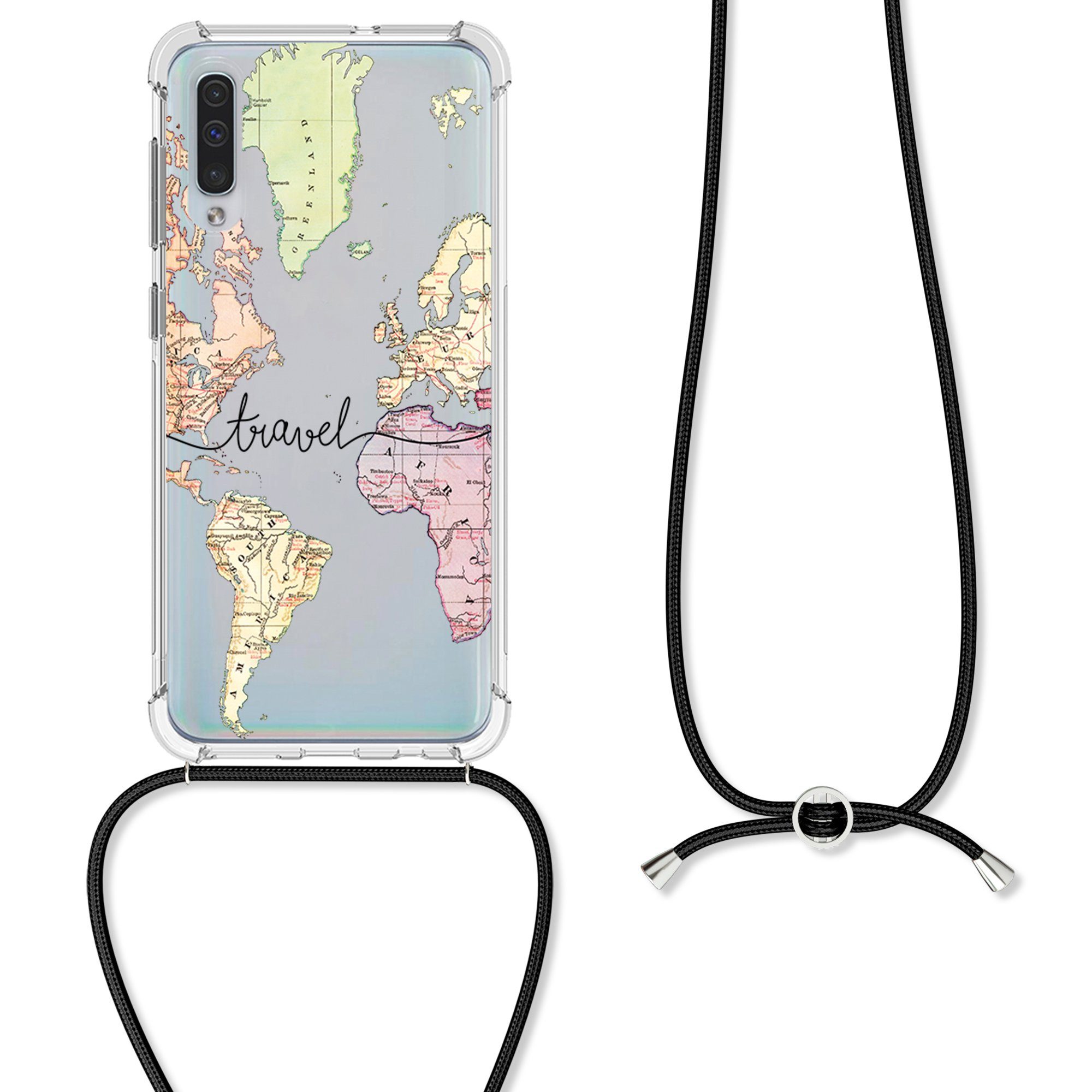 kwmobile Etui Hülle für Samsung Galaxy A50, Silikon Handyhülle mit Kette - Handykette Handyband