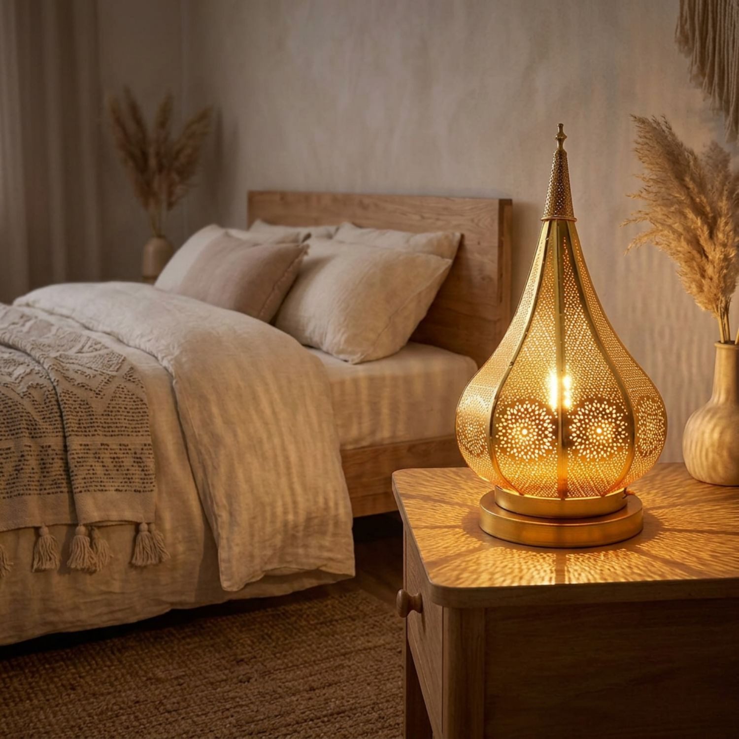 Marrakesch Orient & Mediterran Interior Tischleuchte Kais Tischlampe 38 cm gefertigt aus Eisen, Gold, E27, mit Schalter – Bild 2 von 5