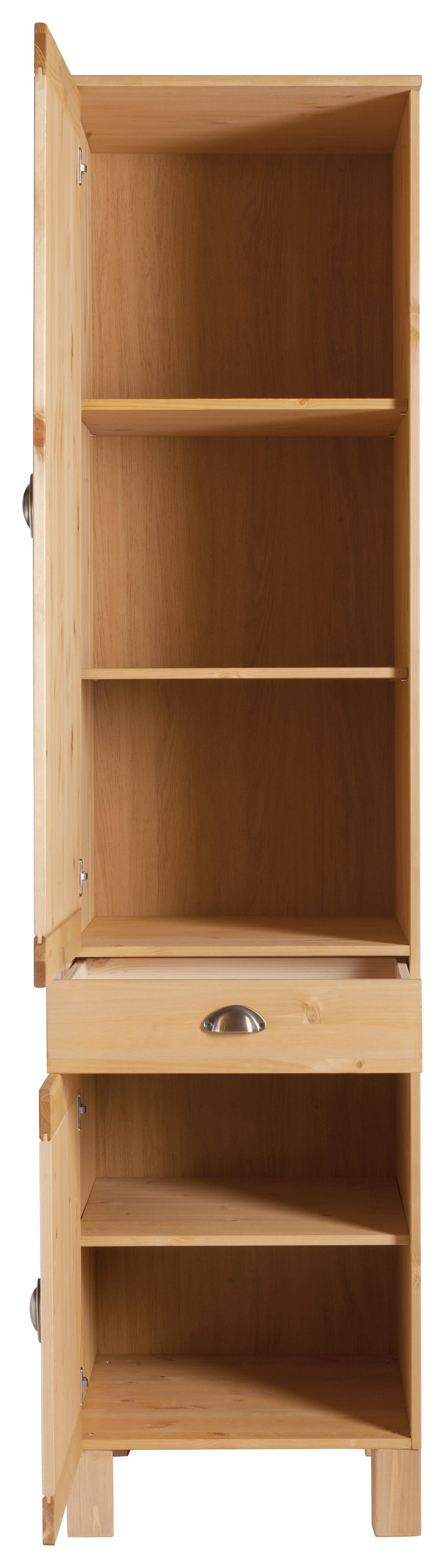 Home affaire Hochschrank Oslo 50 cm breit, in 2 Tiefen, 2 Türen, 1 Schublade, aus massiver Kiefer