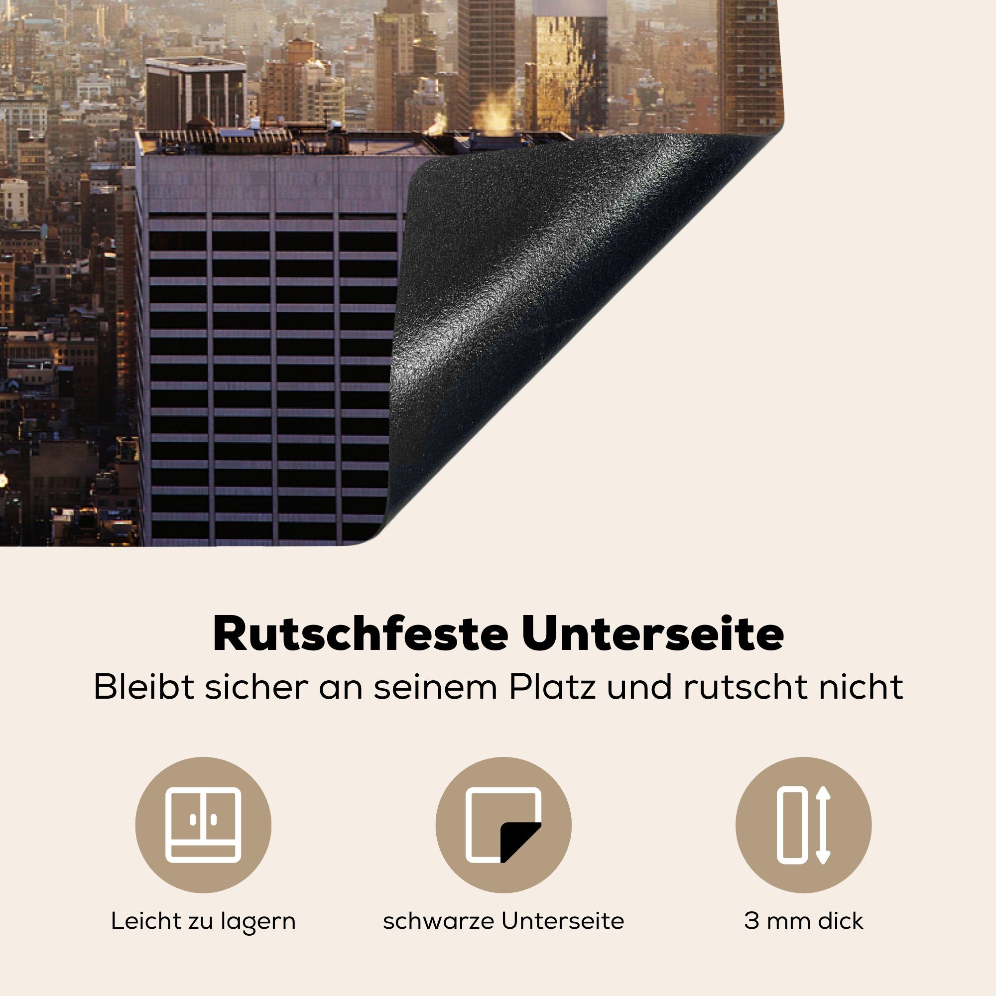 MuchoWow Herdblende-/Abdeckplatte tlg), - New Himmel, 78x52 - Ceranfeldabdeckung (1 cm, Mobile nutzbar, Vinyl, York Arbeitsfläche Architektur