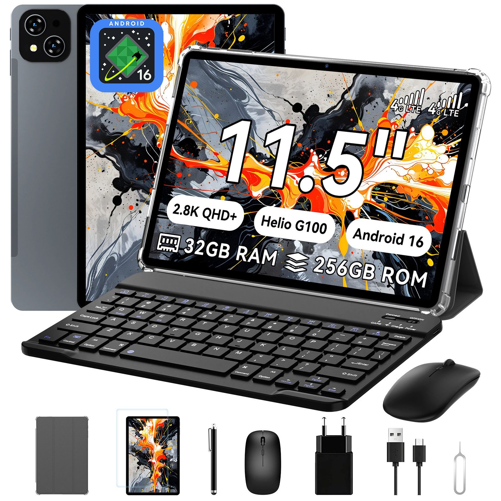 KOBONA 11,5 Zoll T12PRO Android 16, 8+256GB, 8000mAh Tablet (12,2", 256 GB, Android 16, 4G(LTE), 8000mAh, octa-core, 32(8+24)GB, Gemini KI)