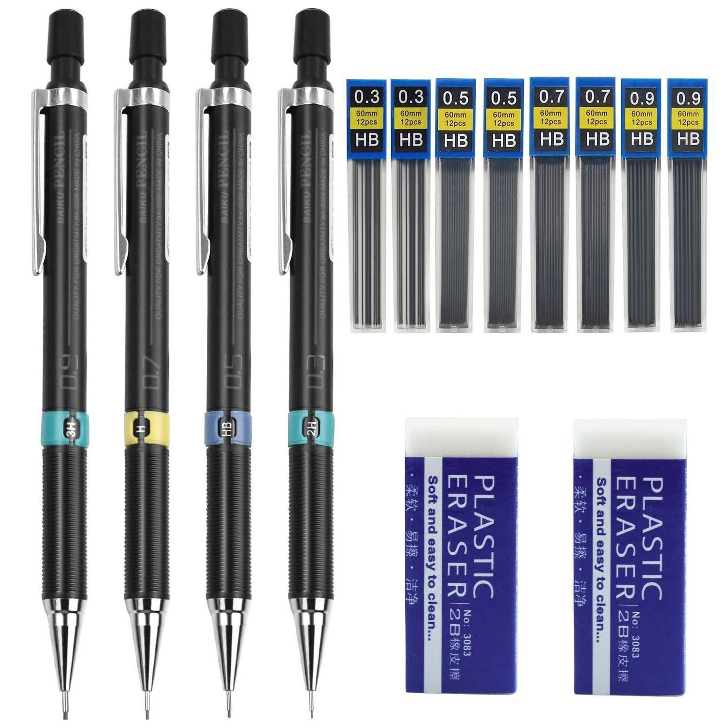 LuxusKollektion Druckbleistift Druckbleistift Set 4er-Pack Minenstärken