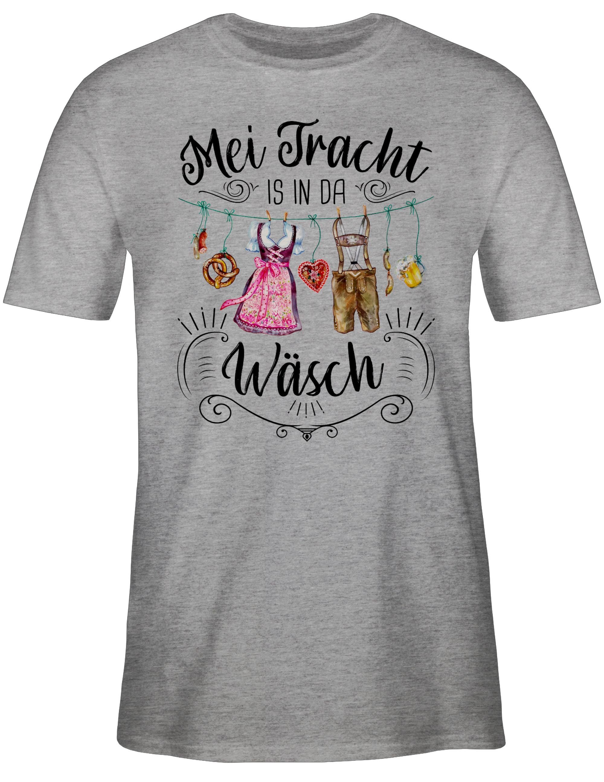 Shirtracer T-Shirt Mei Tracht Oktoberfest Herren meliert da in für is Mode 3 Wäsch Grau