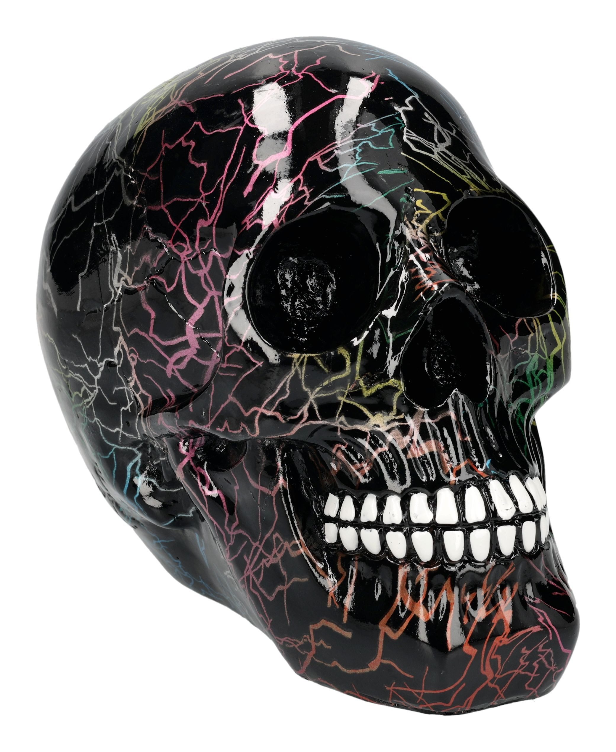 Dekofigur Blitzschädel Figur – Schwarzer Totenkopf Gothic Horror 14.5 cm Deko
