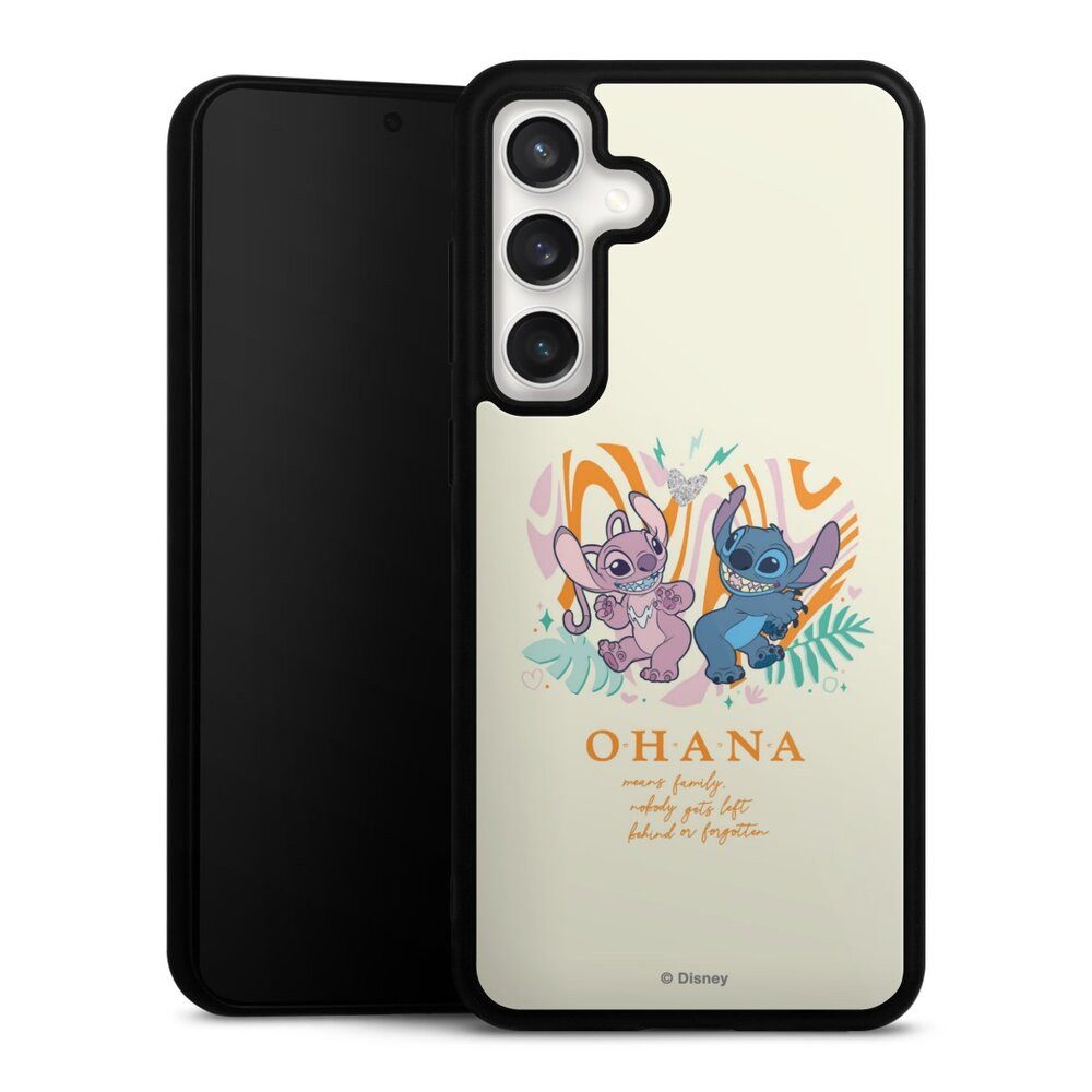 DeinDesign Handyhülle Lilo & Stitch Offizielles Lizenzprodukt Disney Stitch and Angel, Samsung Galaxy S24 FE 5G Gallery Case Glas Hülle