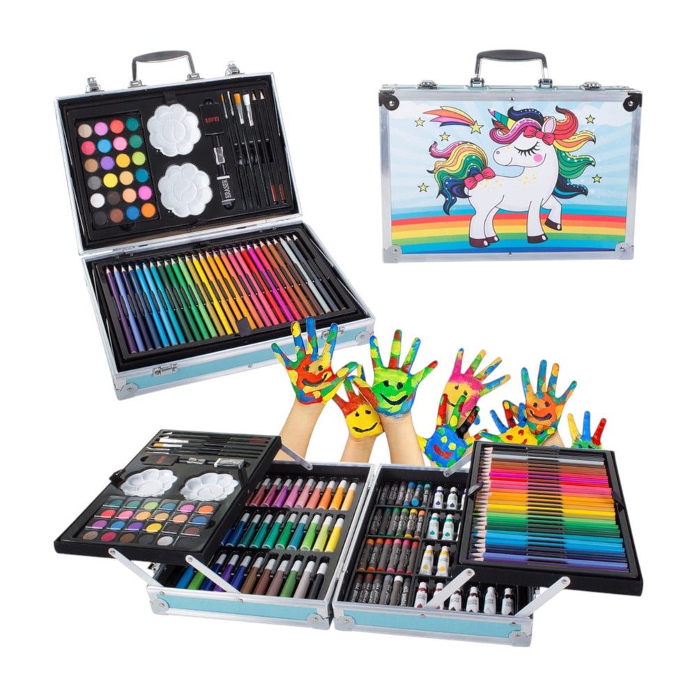 VERK GROUP Kreativset Malset für Kinder Malkoffer Einhorn 145 Teile