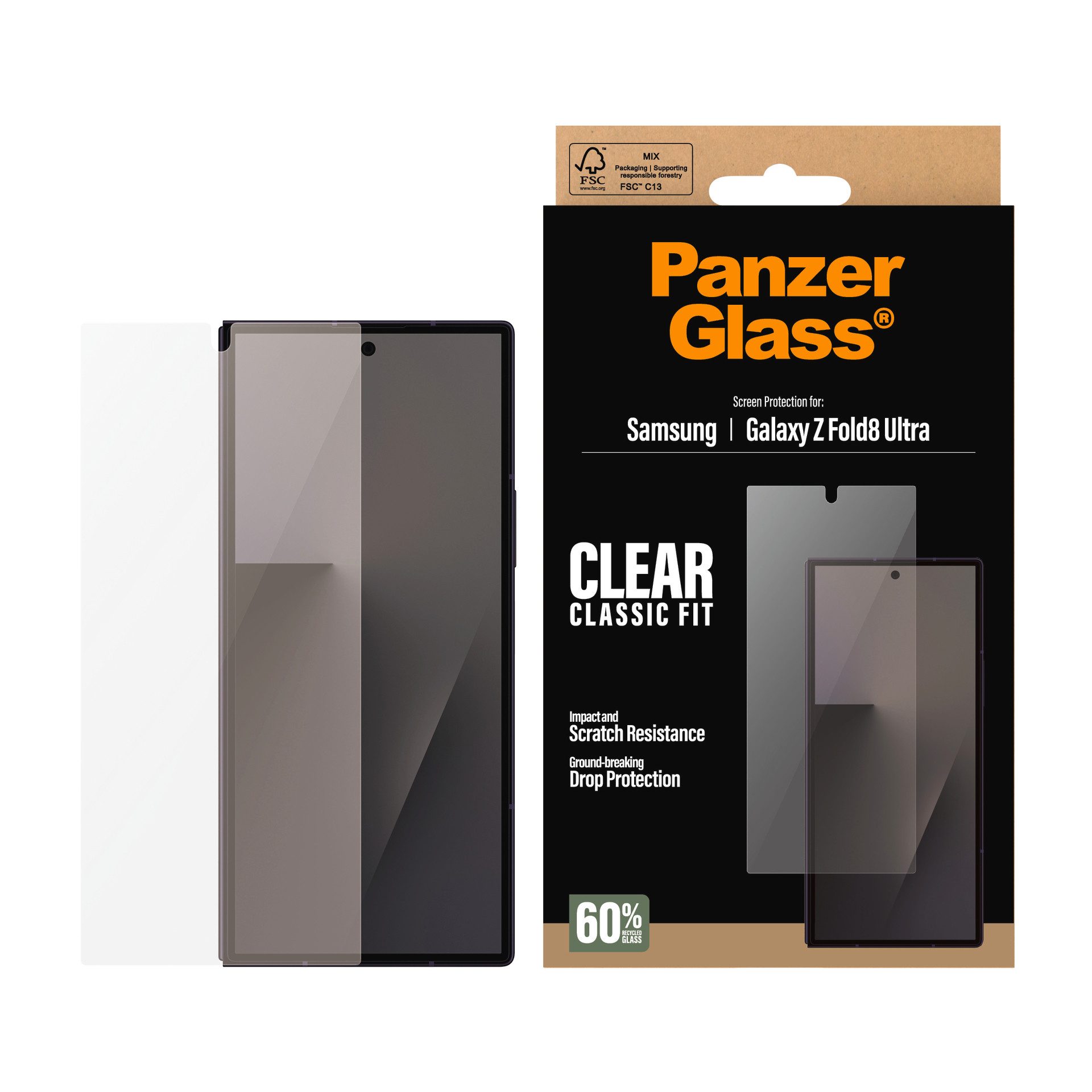 CARE by PanzerGlass Displayschutzglas Classic Fit Screen Protector für Samsung Galaxy Z Fold8 Ultra, Displayschutzfolie, Schutzfolie, Bildschirmschutz, kratz- & stoßfest