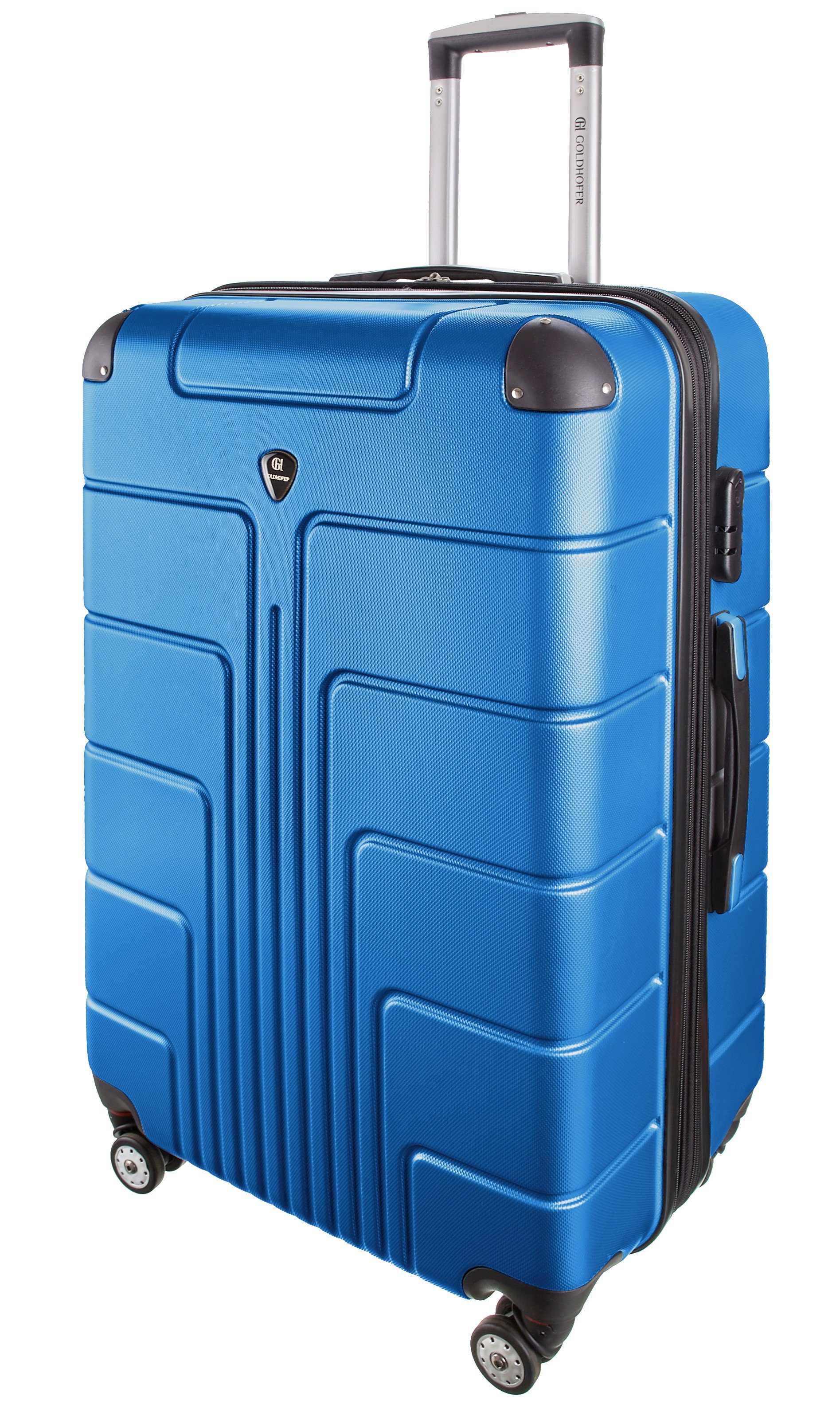 Größen Kofferset verschiedene Leichtlaufrollen, in TLG), (Set, 360° 3 Außen Modelle - Blau V1 ABS & 3 Wasserabweisend Material Farben mit Goldhofer