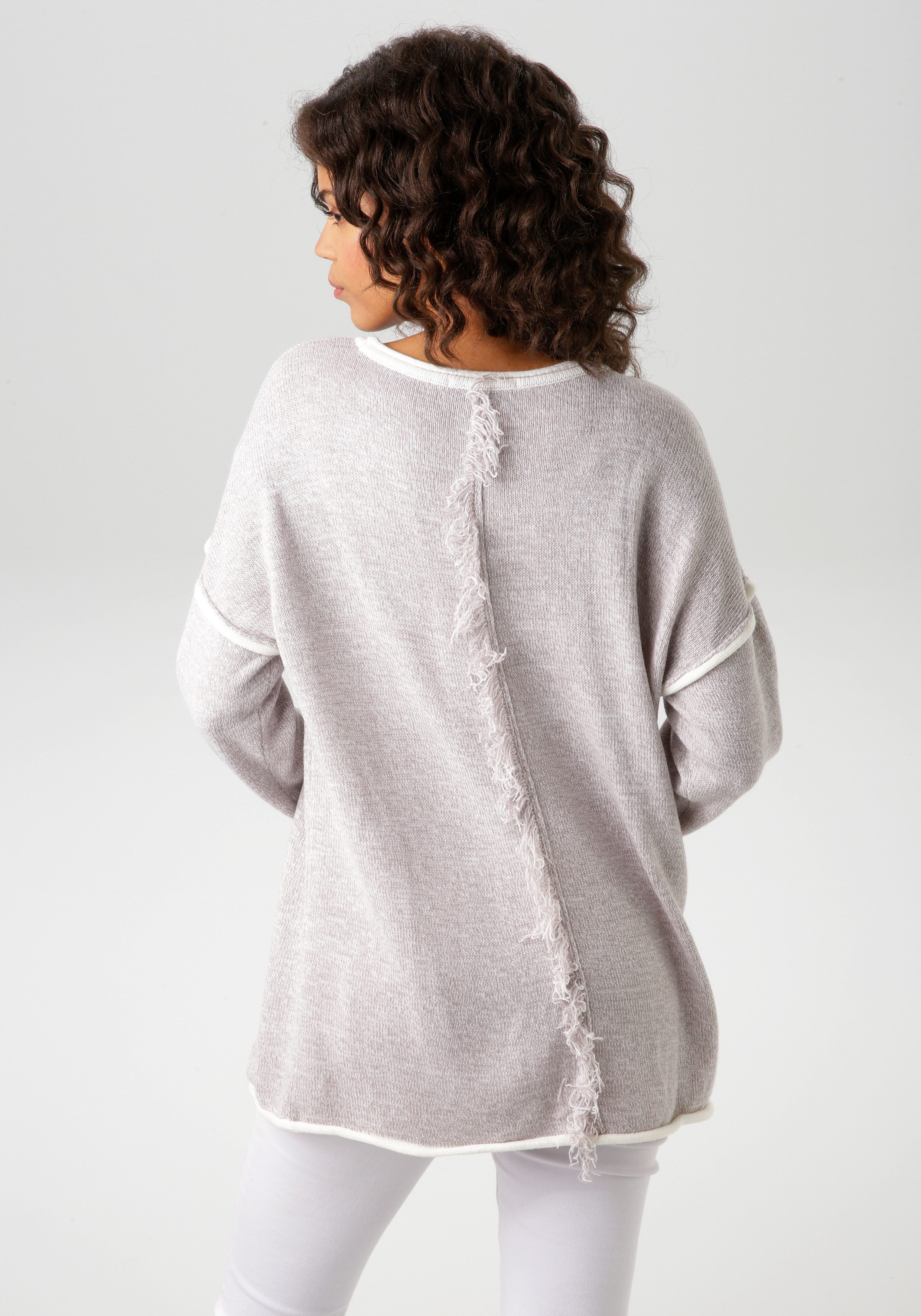 Aniston CASUAL Strickpullover mit Fransen im Rücken günstig online kaufen