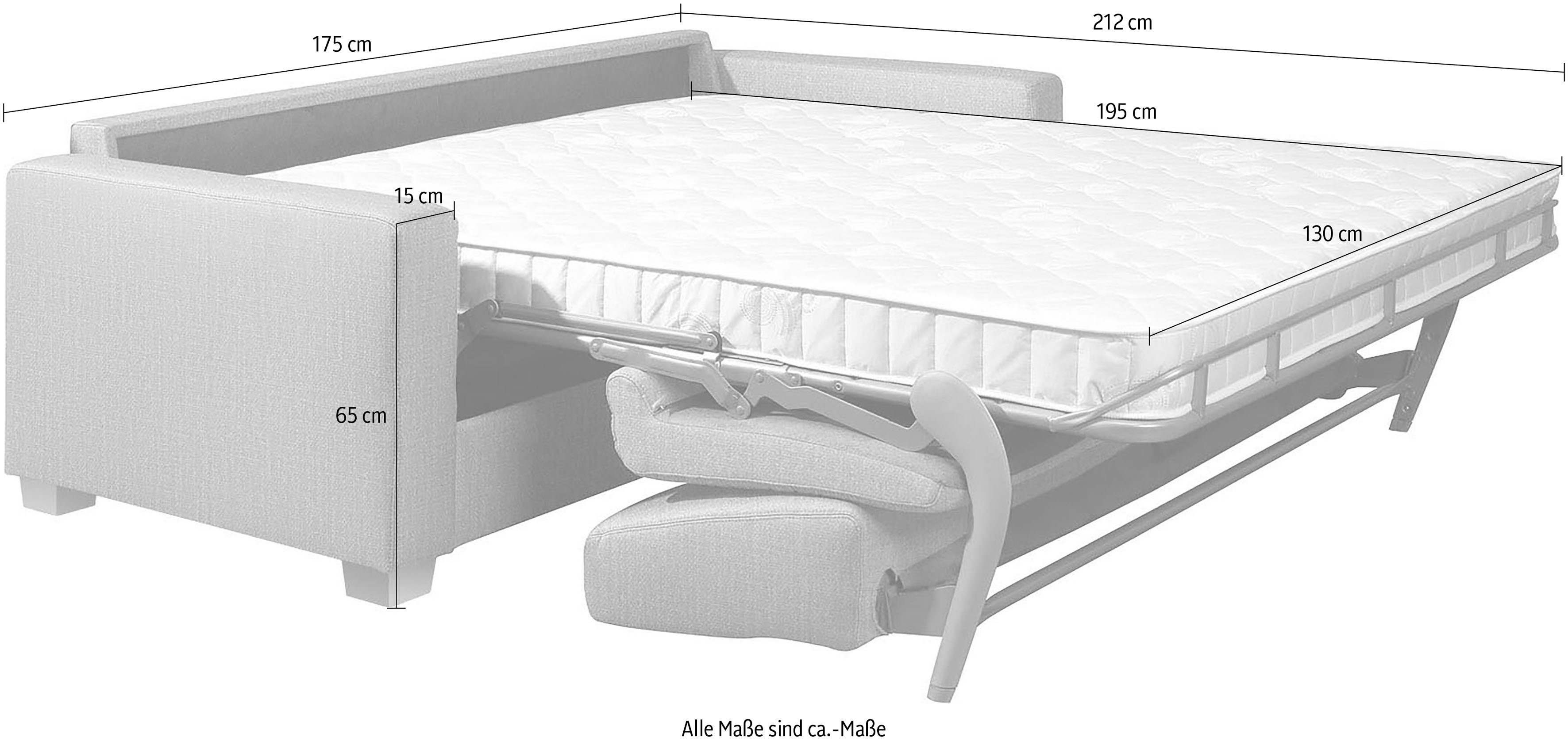 Ausklappen, Verdi, THO mit schwarz trendline Schlafsofa Breite zum Kaltschaummatratze, echter cm 10 175 ADA