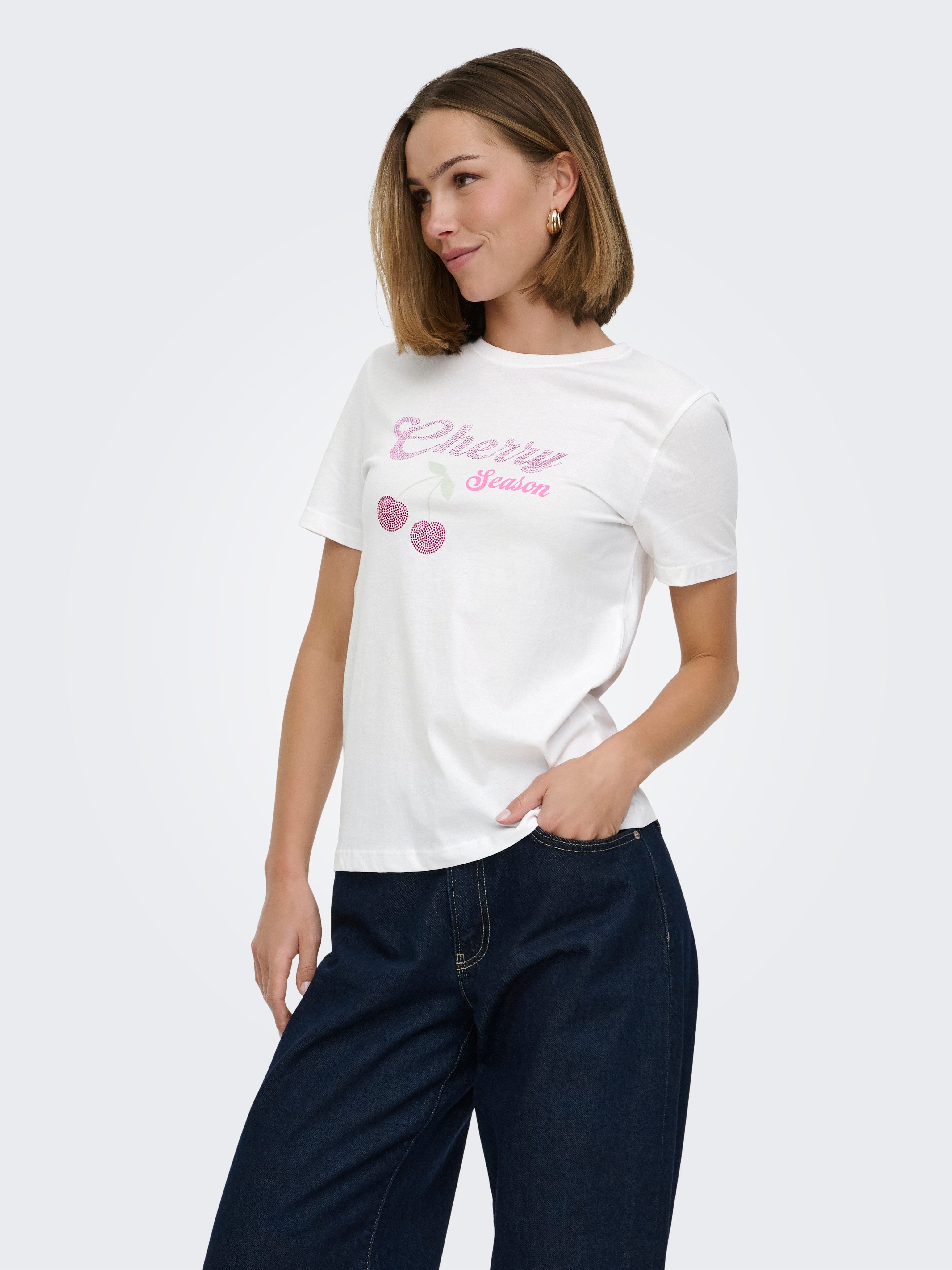 ONLY Kurzarmshirt ONLNIKITA REG S/S TOP BOX JRS Baumwolle, regular fit, Rundhals, Regular Waist – Bild 3 von 5