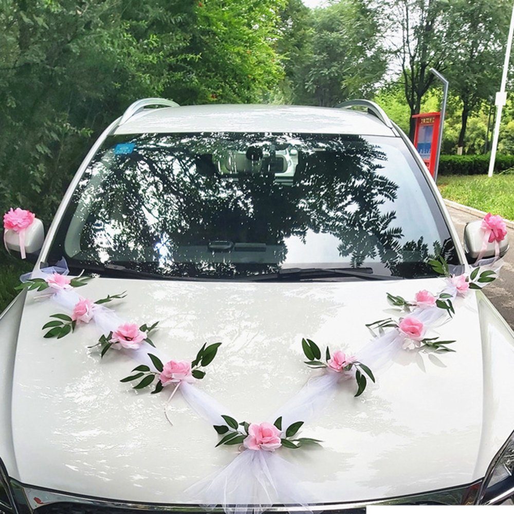 Kunstblume Autoschmuck Hochzeit Motorhaube Auto Wedding Deko Girlande, Coonoor