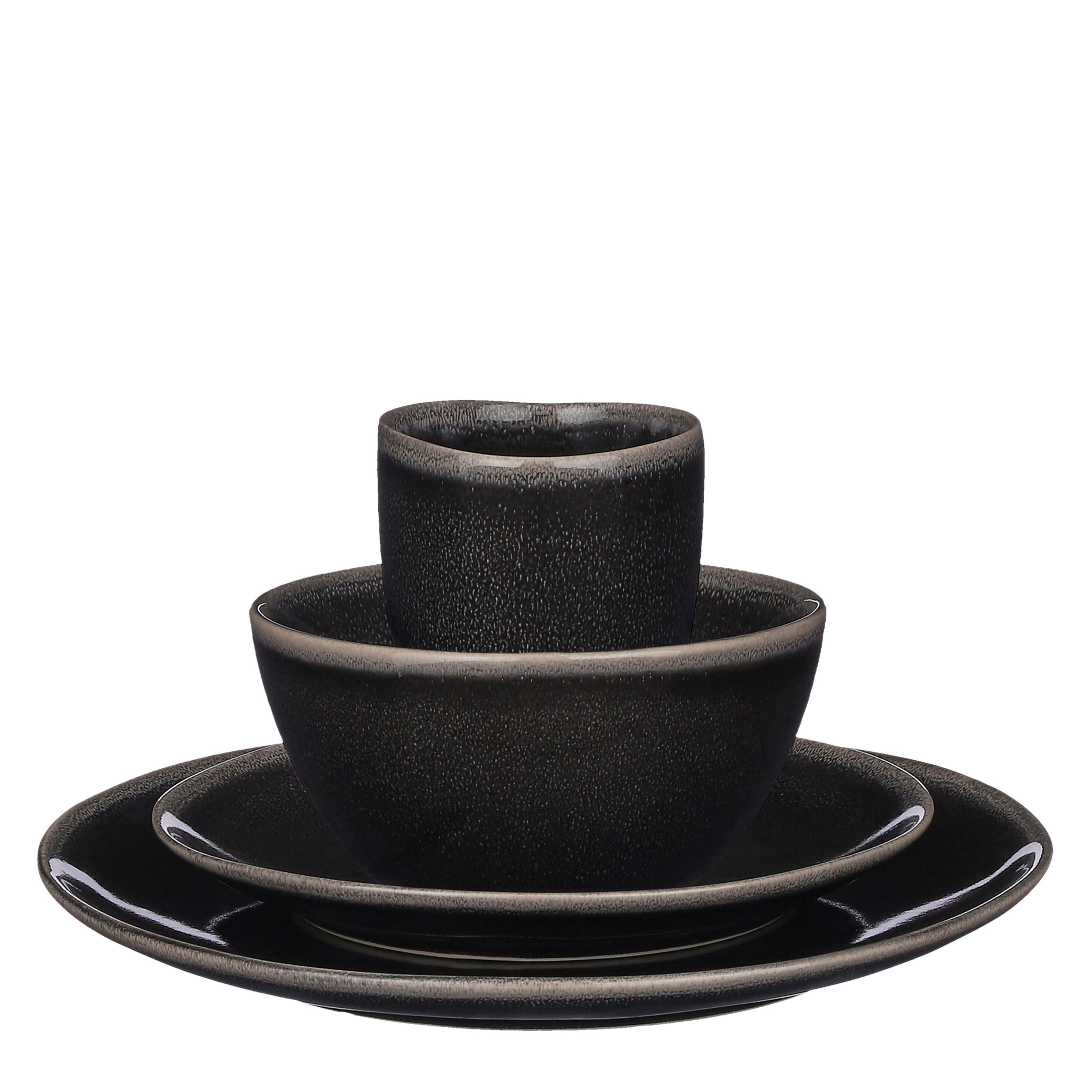 Mica Decorations Frühstücks-Geschirrset Mica Decorations Tabo Geschirrset schwarz 16 Stueck