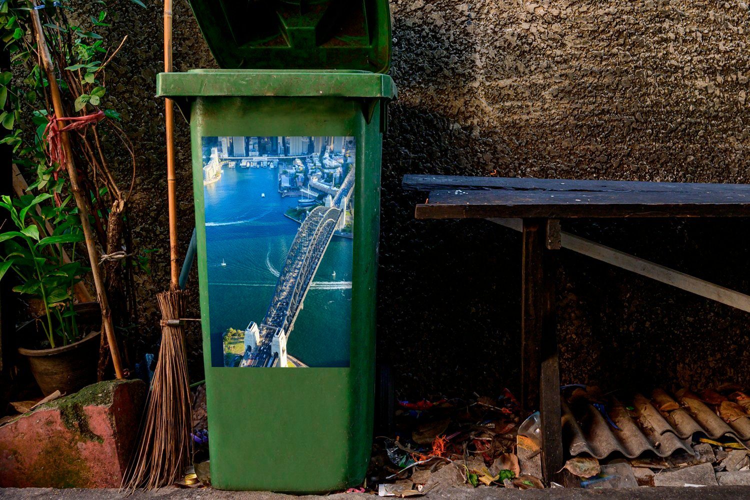 Mülltonne, Bridge Harbour St), Sticker, Mülleimer-aufkleber, Sydney Blick Wandsticker (1 Abfalbehälter über Australien MuchoWow in Container, die