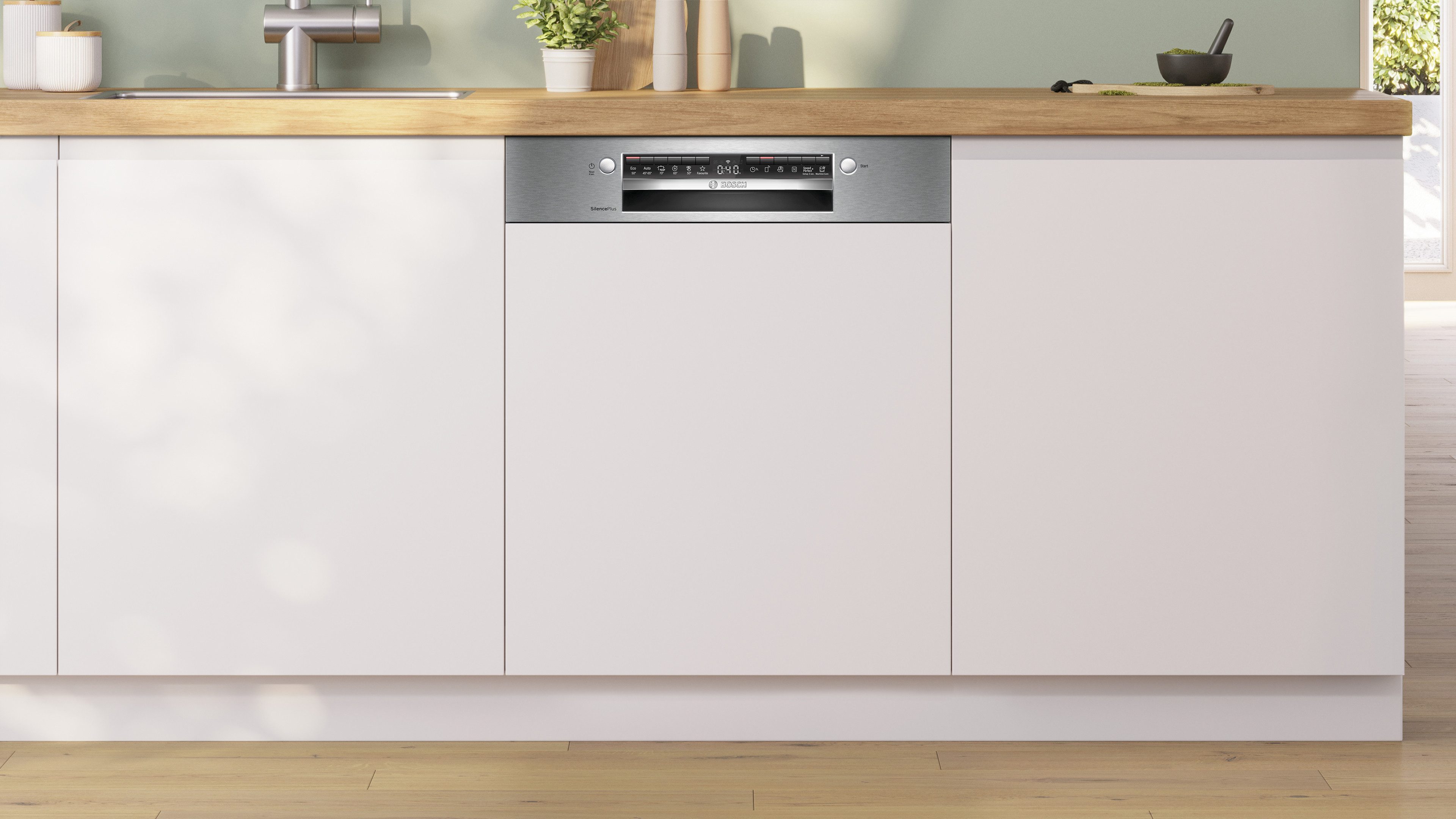 BOSCH teilintegrierbarer Geschirrspüler Serie 4 SMI4EVS08E, 14 Maßgedecke, Mit 3-fach Rack Matic, flexible Körbe & Schubladen