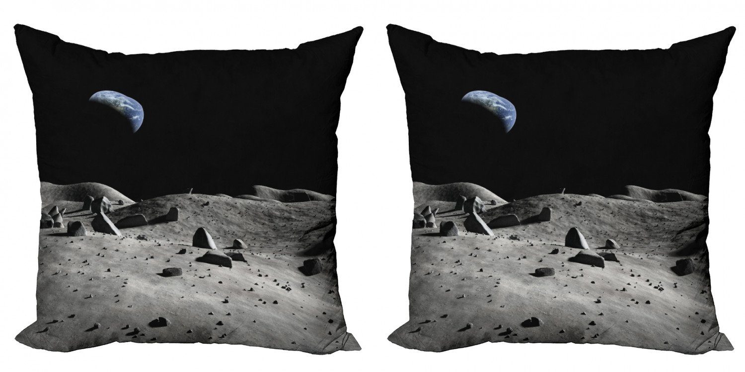 Kissenbezüge Modern Accent Doppelseitiger Digitaldruck, Abakuhaus (2 Stück), Mond Erde gesehen vom Mond
