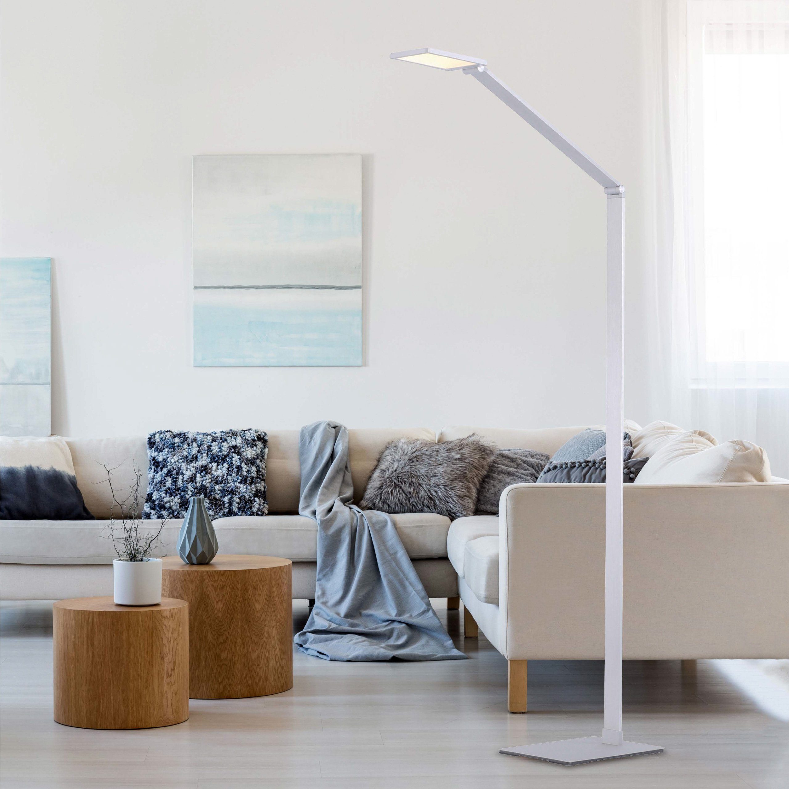 Paul Neuhaus Smarte LED-Leuchte HANNES Alexa Q Smart dimmbar Smart CCT-Stehlampe Home, Home, mit Memoryfunktion, CCT-Farbtemperaturregelung, Stehleuchte H148cm Dimmfunktion, Leuchtmittel, - Fernbedienung LED