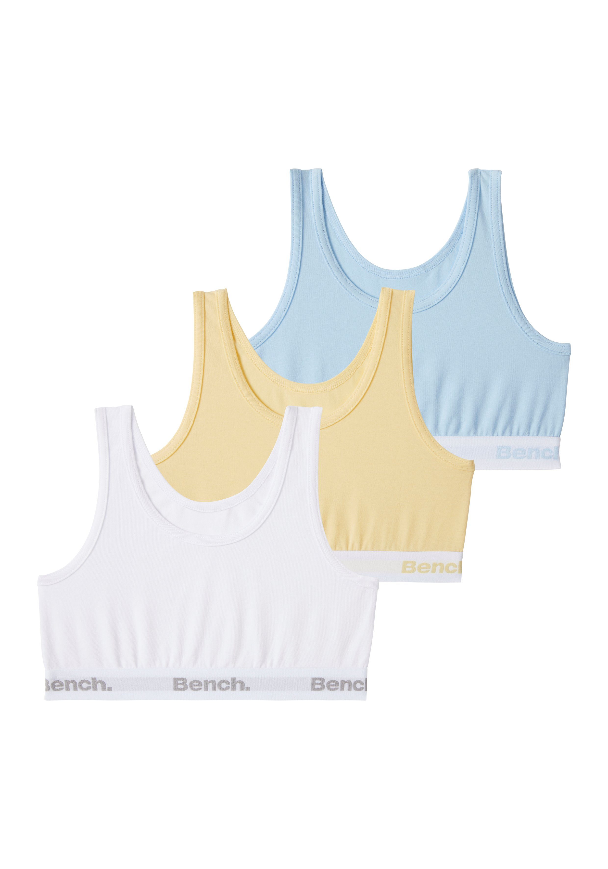 (Packung, Logo-Webbund weiß Bustier mit gelb hellblau / / 3-tlg) Bench.