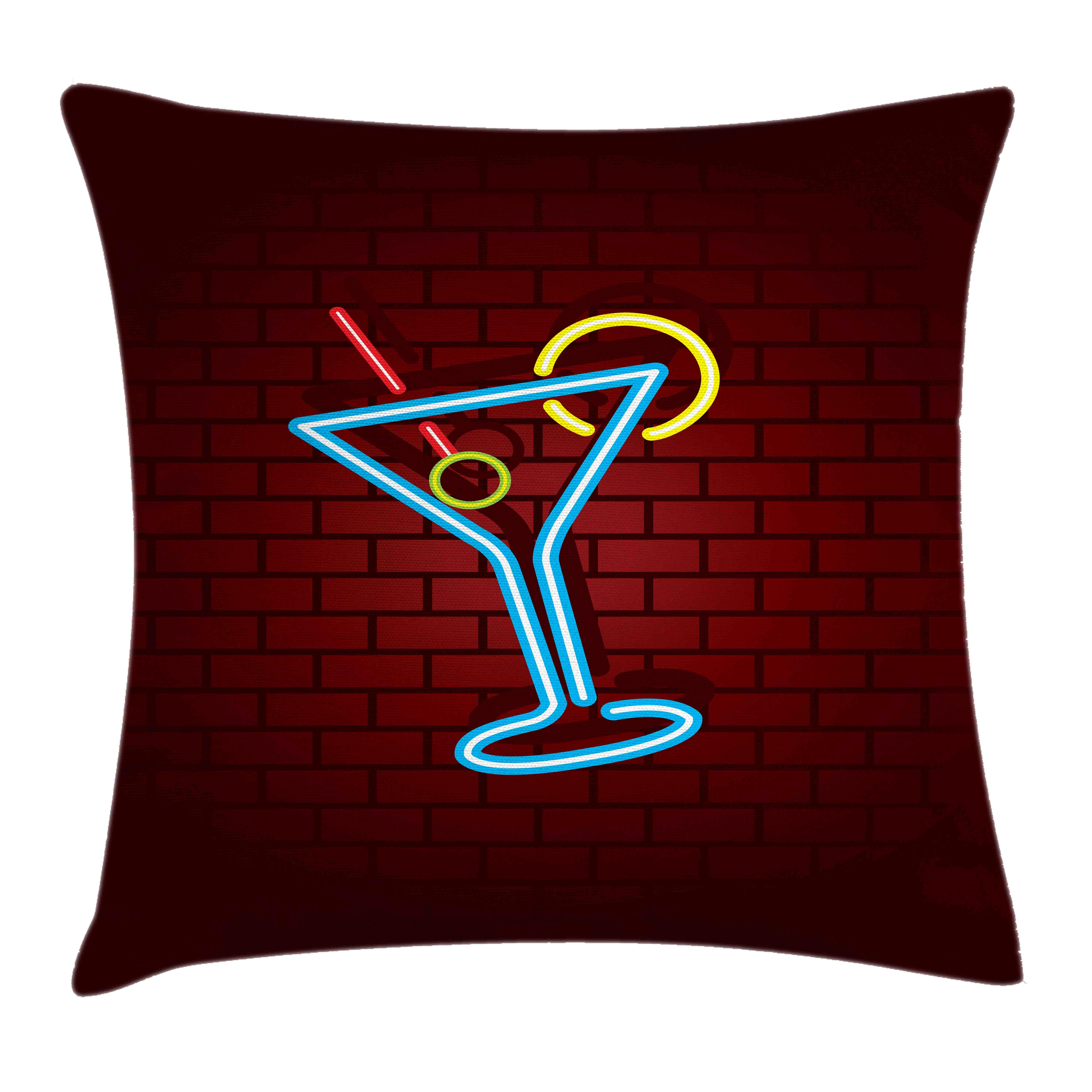 Klaren Farben Kissenhülle Farbfesten mit (1 Cocktail-Glas Stück), Beidseitiger Abakuhaus Bar mit Druck, Reißverschluss über Ziegelmauer Waschbar Kissenbezüge