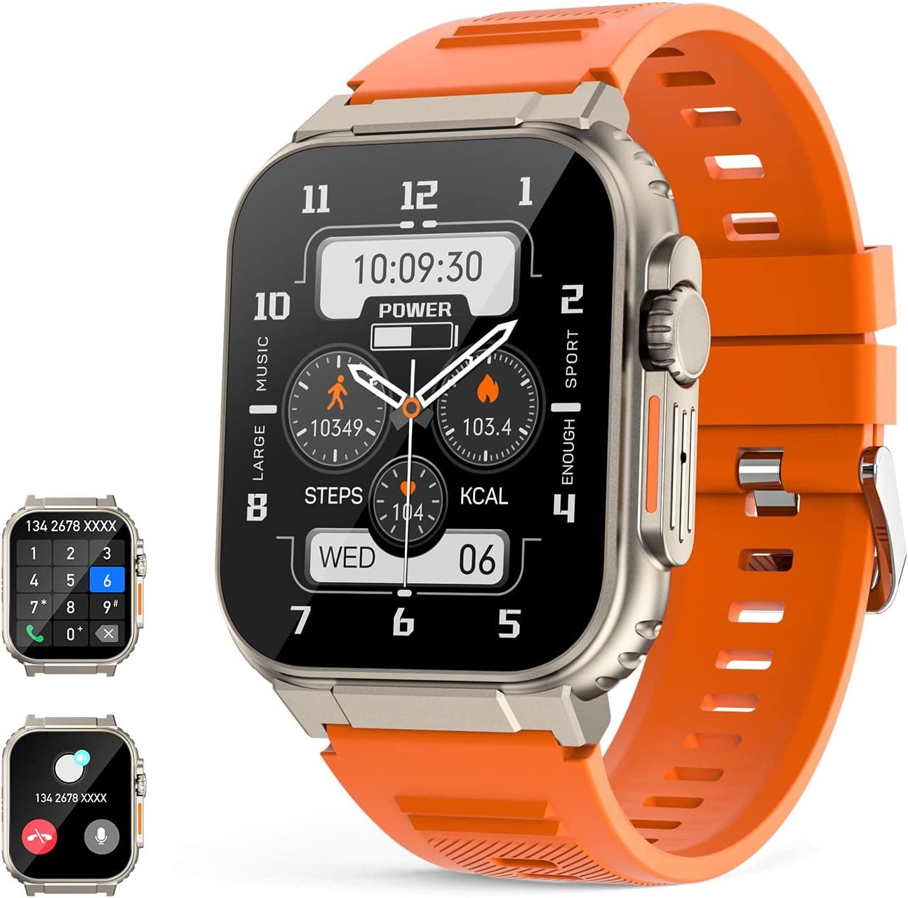 Lige Smart Watch Ultra Herren mit Telefonfunktion, Fitness-Tracker Smartwatch, IP67 Wasserdicht, 100+ Sportmodi, Schlafüberwachung