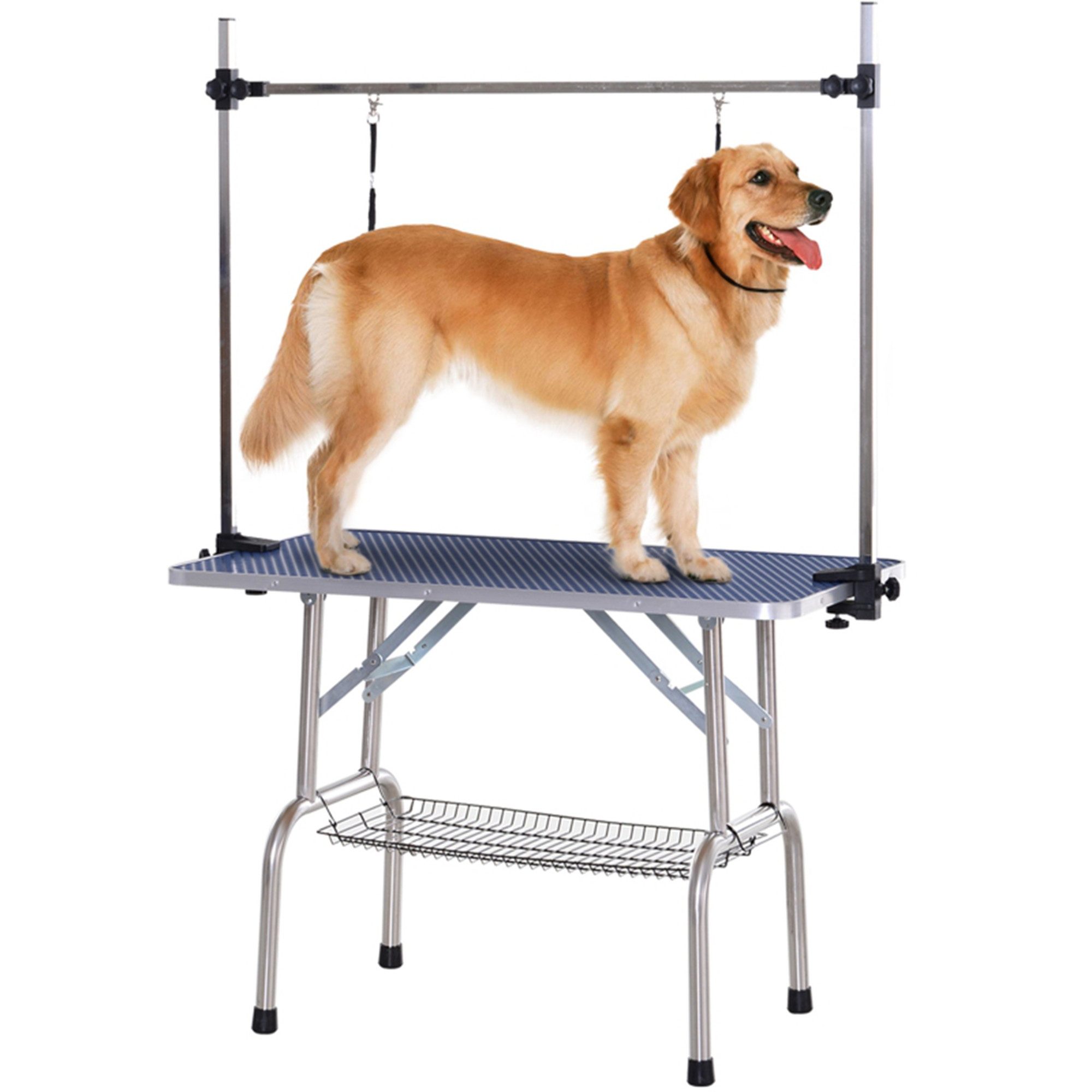 MC Star Arbeitstisch Hundepflegetisch Trimmtisch mit Unterkorb Tierpflegetisch Hunde (Pflegetisch Hundefriseur Tisch Schertisch für Hunde Katzen bis zu 100kg Blau)