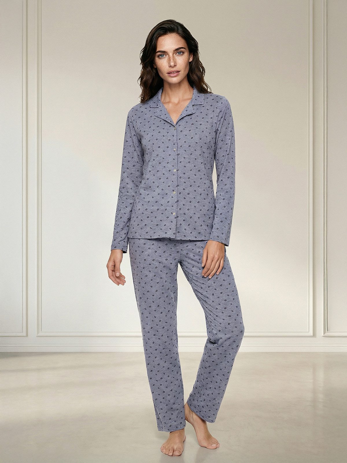 zeitlos Pyjama Pyjama Set Langarm - Kussmund