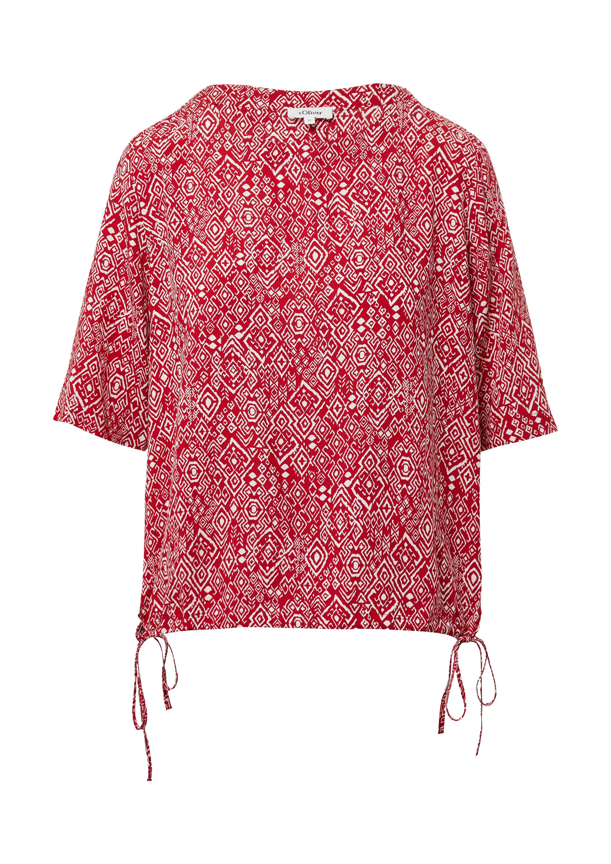 s.Oliver Kurzarmbluse Bluse Gemusterte Shirt-Bluse mit verstellbarem Saum günstig online kaufen
