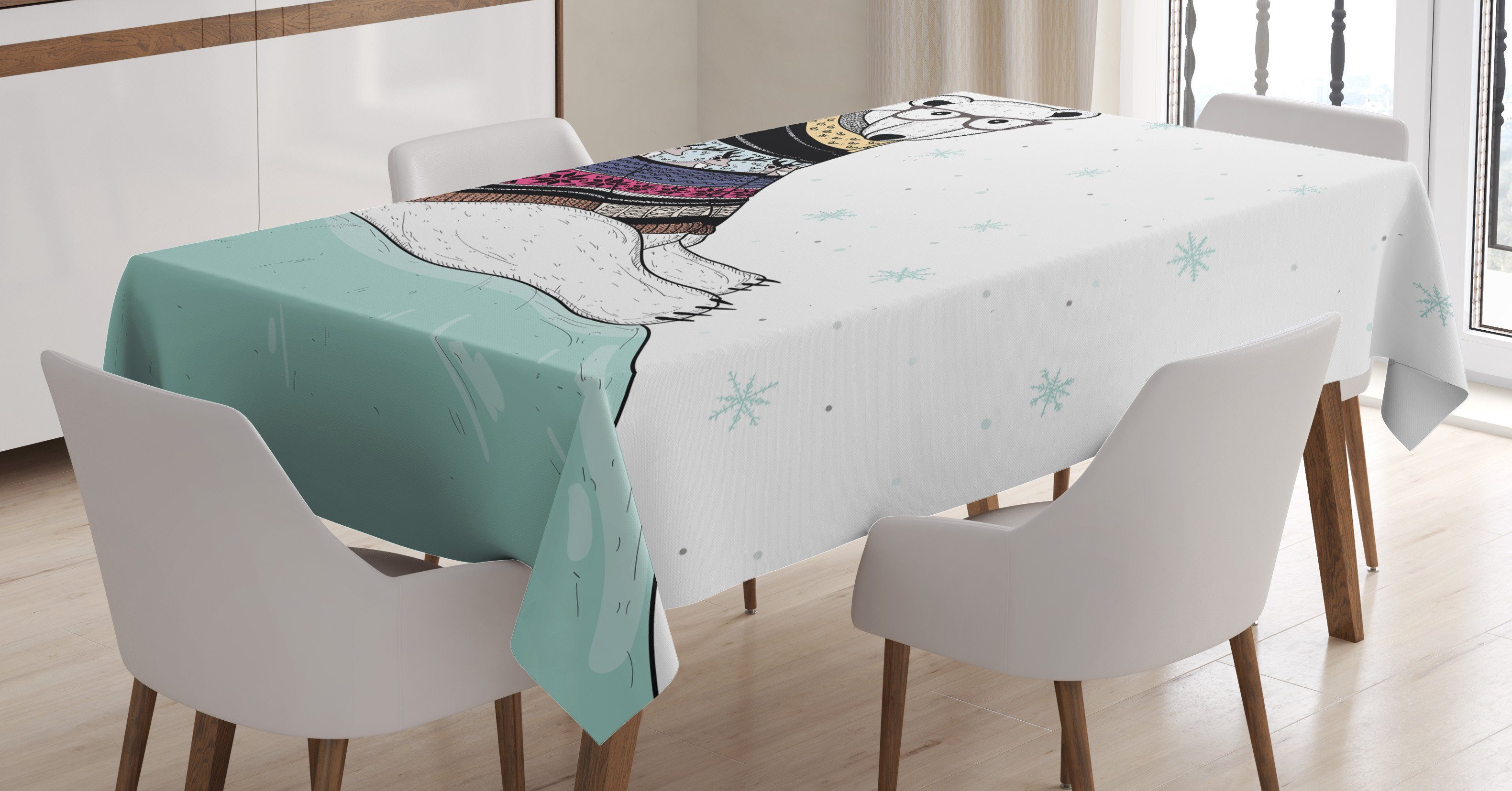 Abakuhaus Tischdecke Farbfest Waschbar Für den Außen Bereich geeignet Klare Farben, Bär Hipster Sweater Weihnachten | Tischdecken
