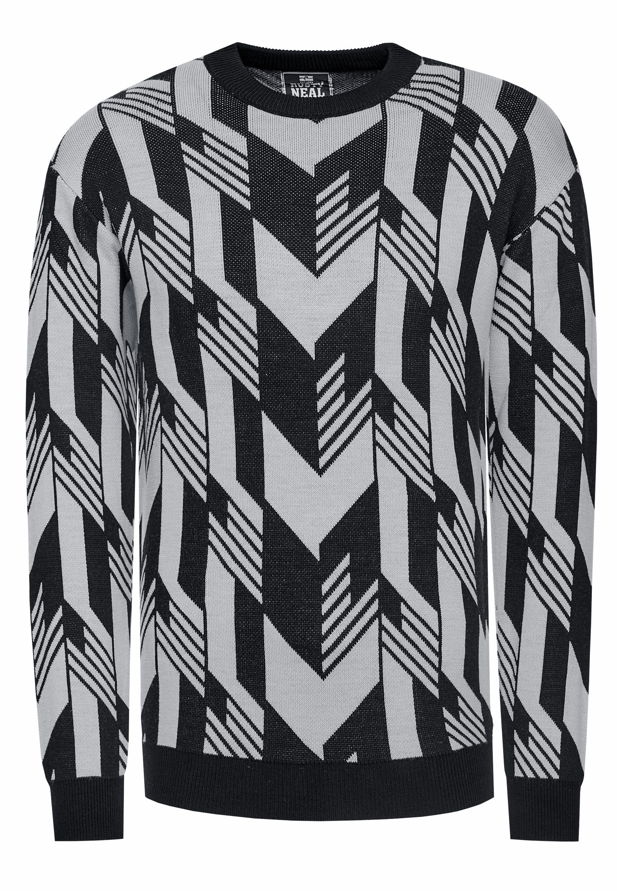 Rusty Neal Strickpullover in zweifarbigem Design