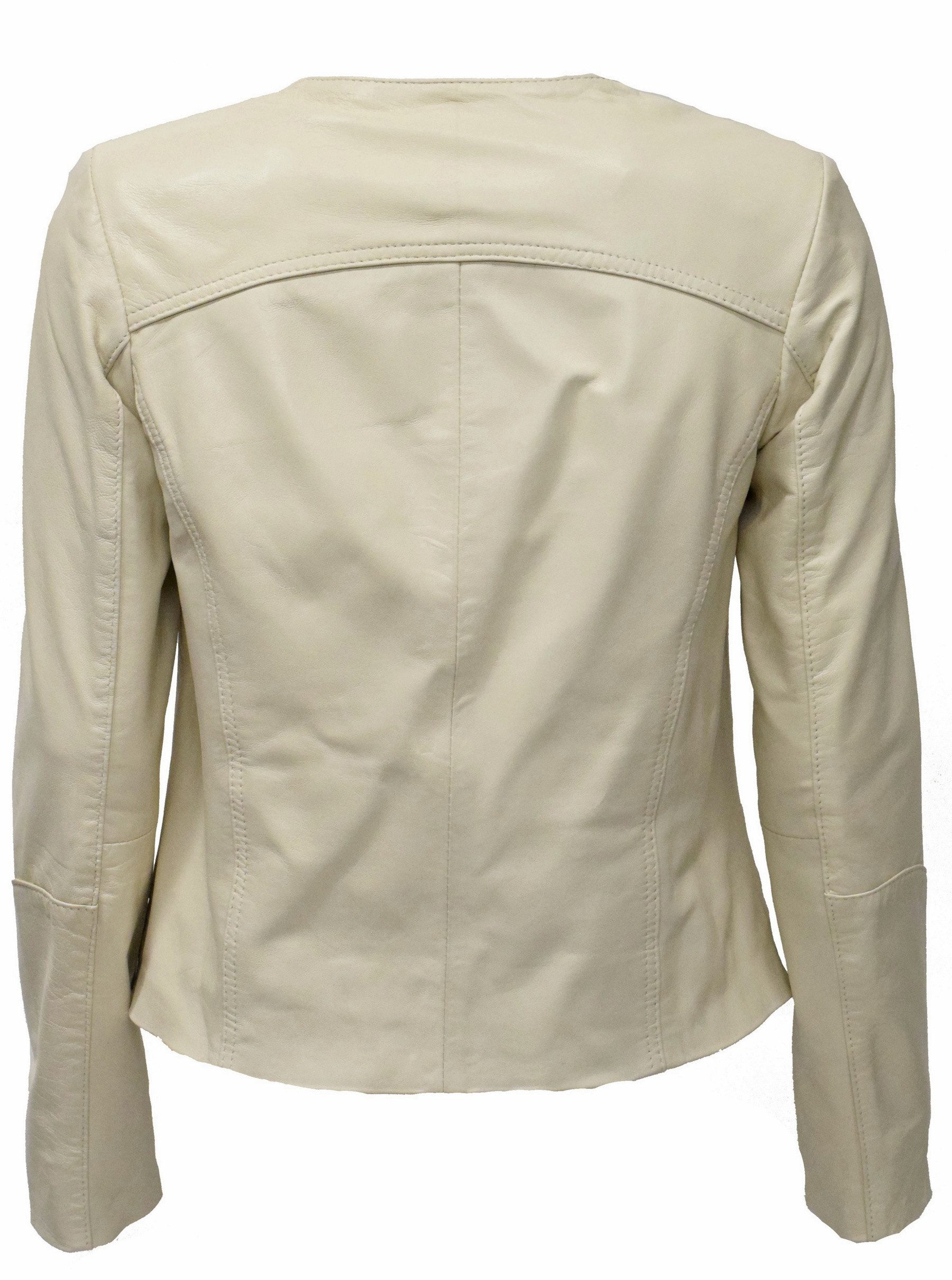 Zimmert Leather Lederjacke Bea (1-St) kragenlos, weiches Lammnappa, leichte Lederjacke, cognac, bordo, braun