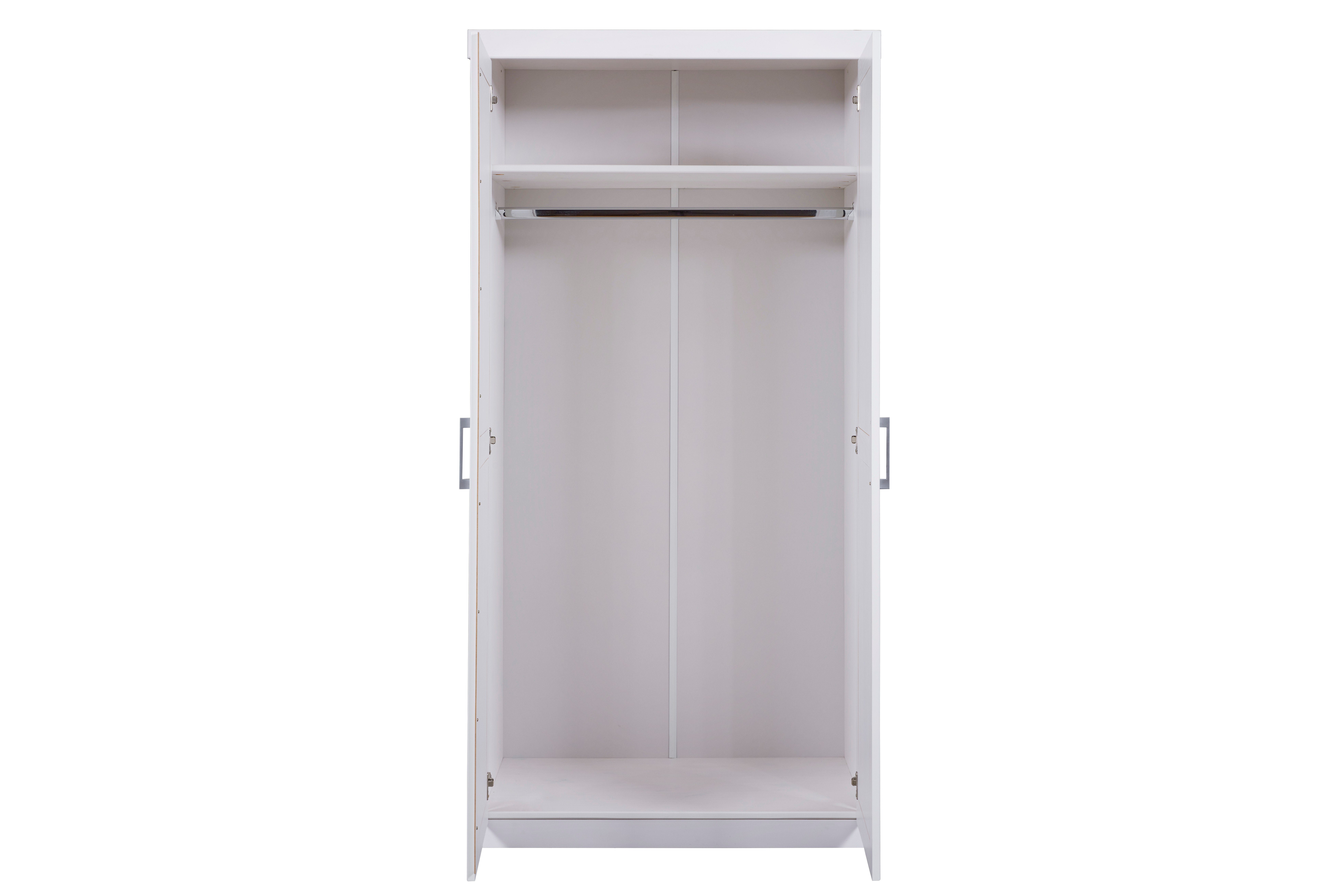 Inter Link Kleiderschrank Hakon weiss Massivholz, 5 Fächer, Kleiderstange, günstig online kaufen