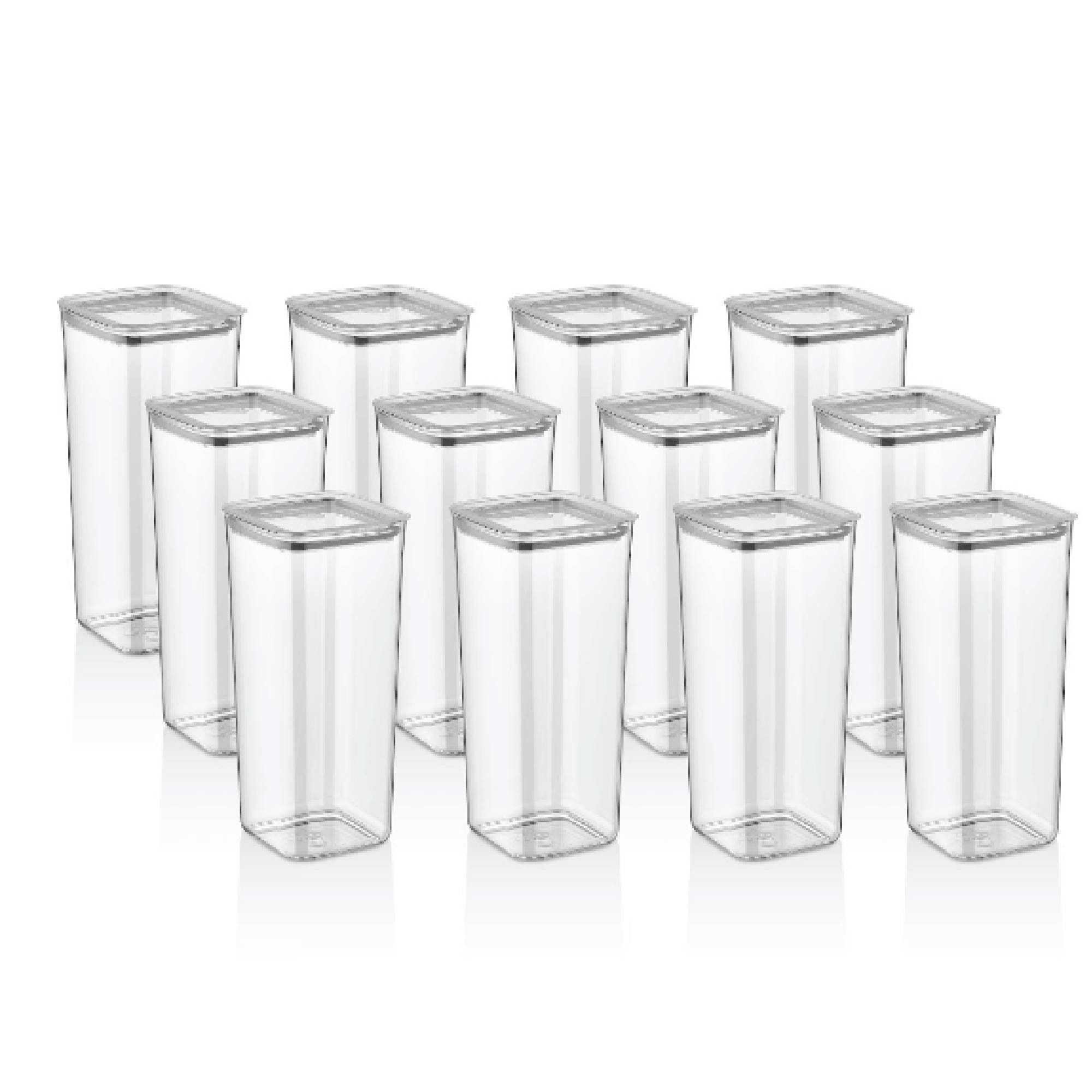 Vip Ahmet Vorratsdose Vorratsdosen mit Deckel, BPA-frei Kunststoff, 12-tlg, 12x2L, Kunststoff, (12-tlg., 12er-Set, 12x2L), mit Vakuumdeckel
