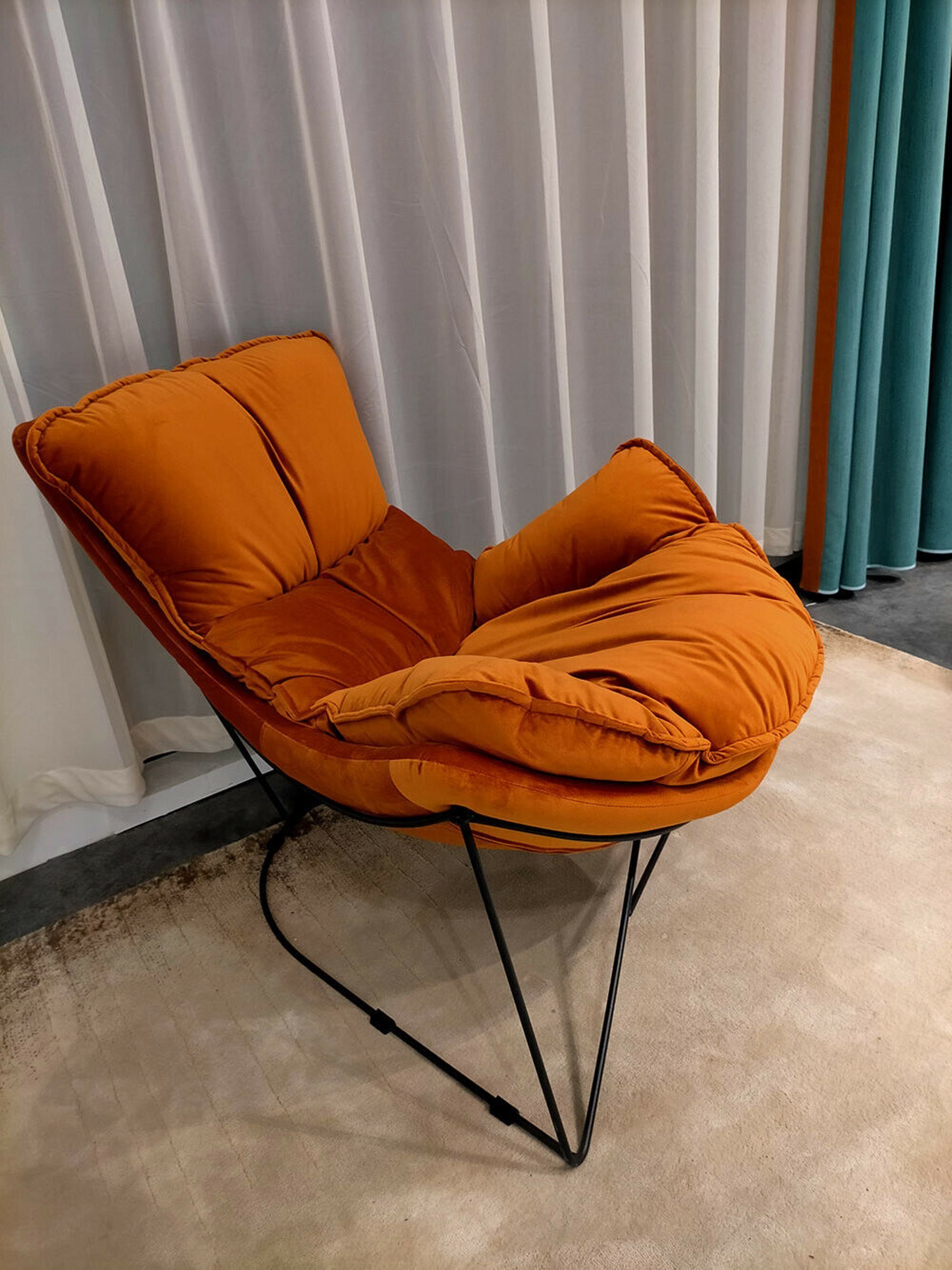 JVmoebel Sessel Eleganter Lounge-Stuhl in Orange mit gepolsterter Sitzfläche (1-St), Made in Europa
