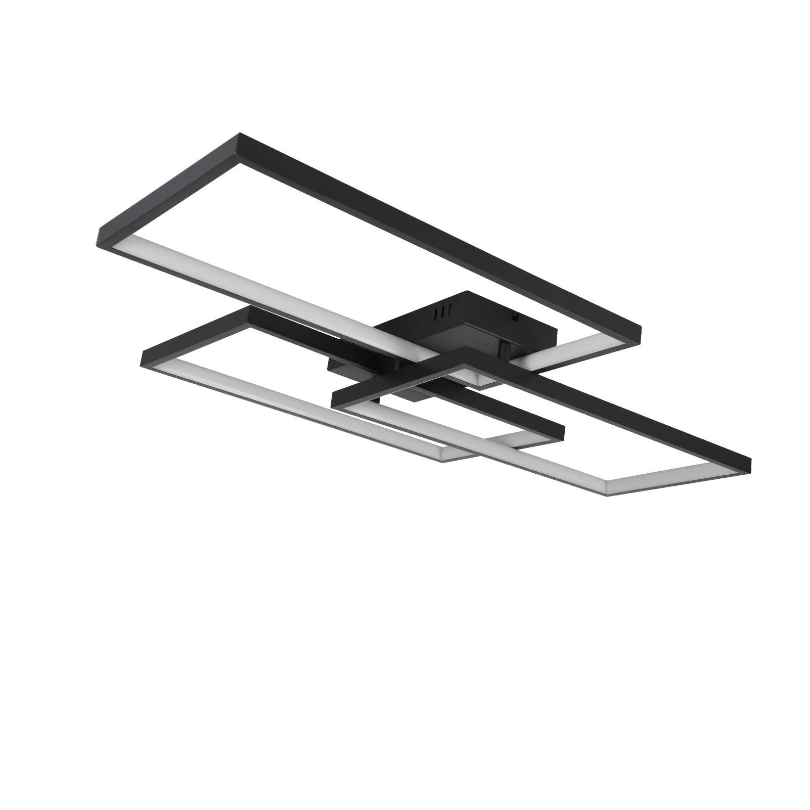 Zmh Lampada Da Soffitto Plafoniera Led Moderna Telecomando Metallo Nero Per Camera Letto-image