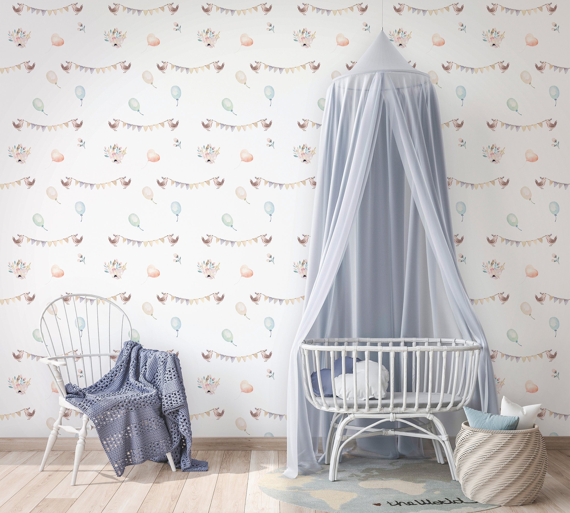 Marburg Kindertapete, matt, (1 St), Vögel, moderne Tapete für Wohnzimmer Schlafzimmer Küche